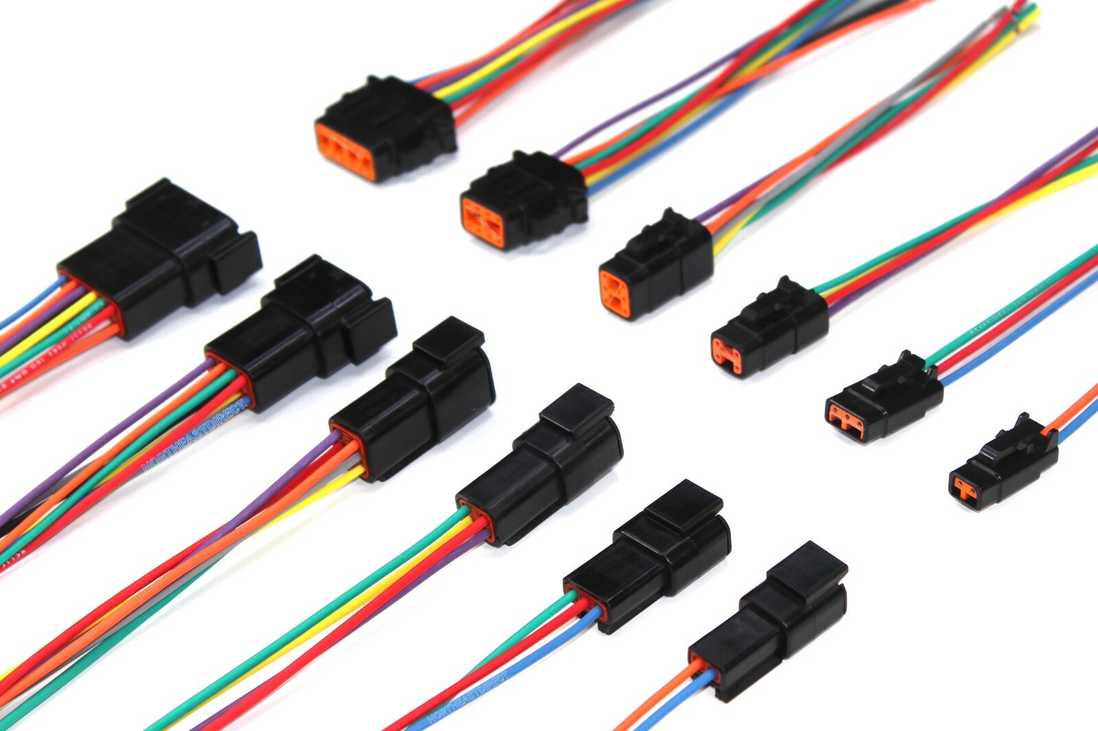 Black 6″ Assembled Deutsch DTM 2,3,4,6,8,12 Pin 16, 18 & 20 AWG waterproof