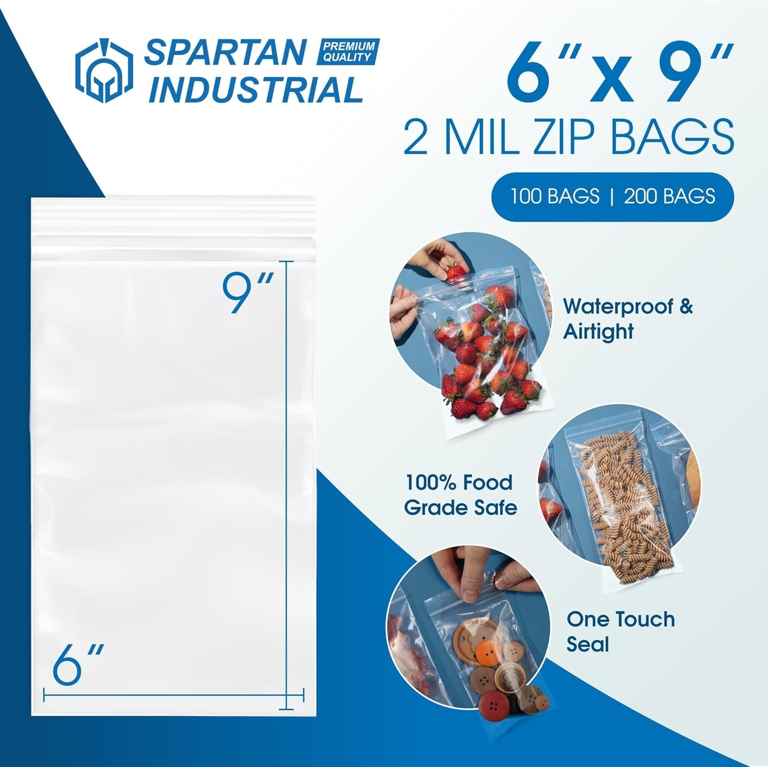 Clear 6×9 Ziplock Bags – 2 Mil Thickness, 1000 Pack