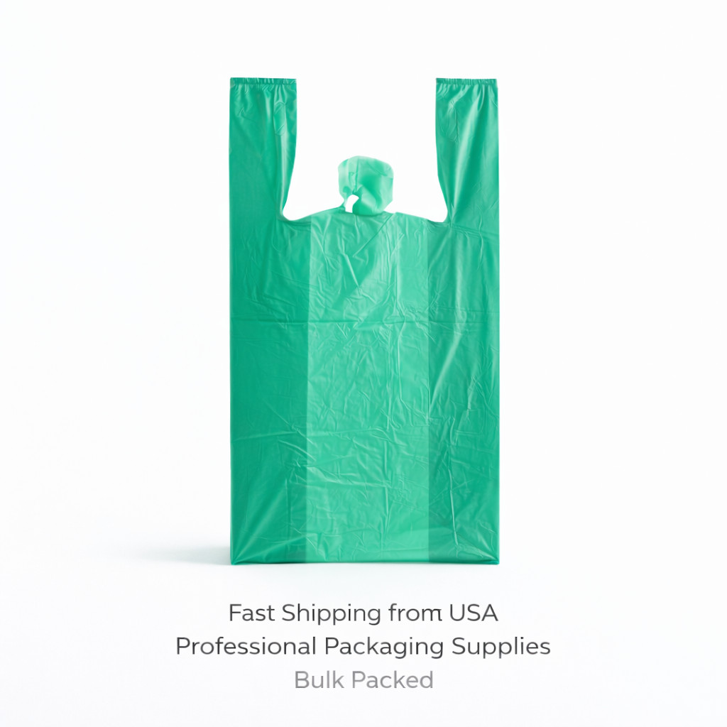Green Grocery T-Shirt Bags 1/6 Large 21×6.5×11.5 0.51 Mil Grocery Bulk