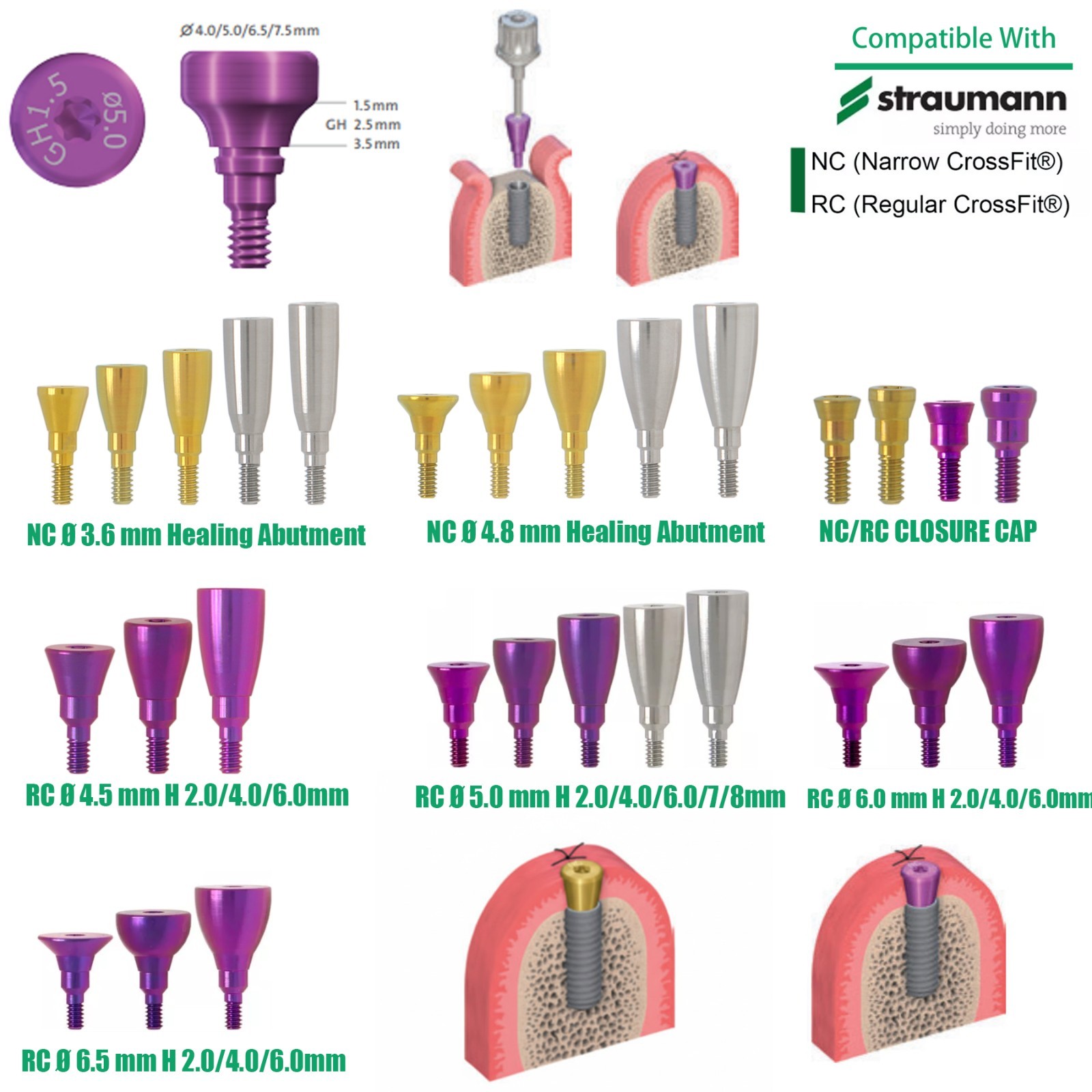 US Implant Accessories Healing Closure Abutment Fit Straumann ITI Dental Clinic