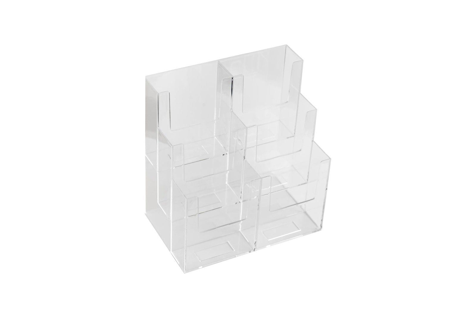 Dazzling Displays Acrylic Stand 3 Tier, 6 Pocket Fits 4 by 9 Material, Clear