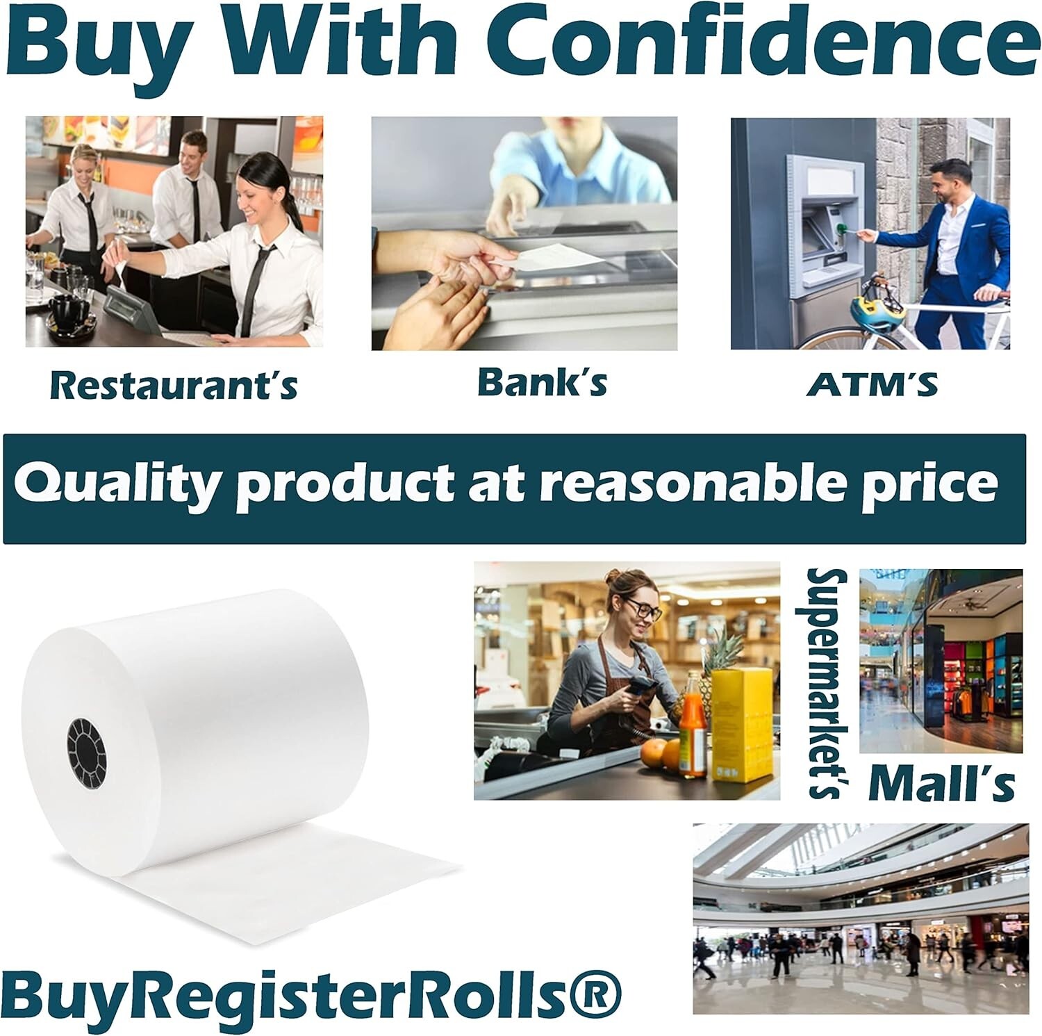 (50 Rolls) 3 1/8 x 230 Thermal Paper Receipt Rolls, Premium Quality German Paper