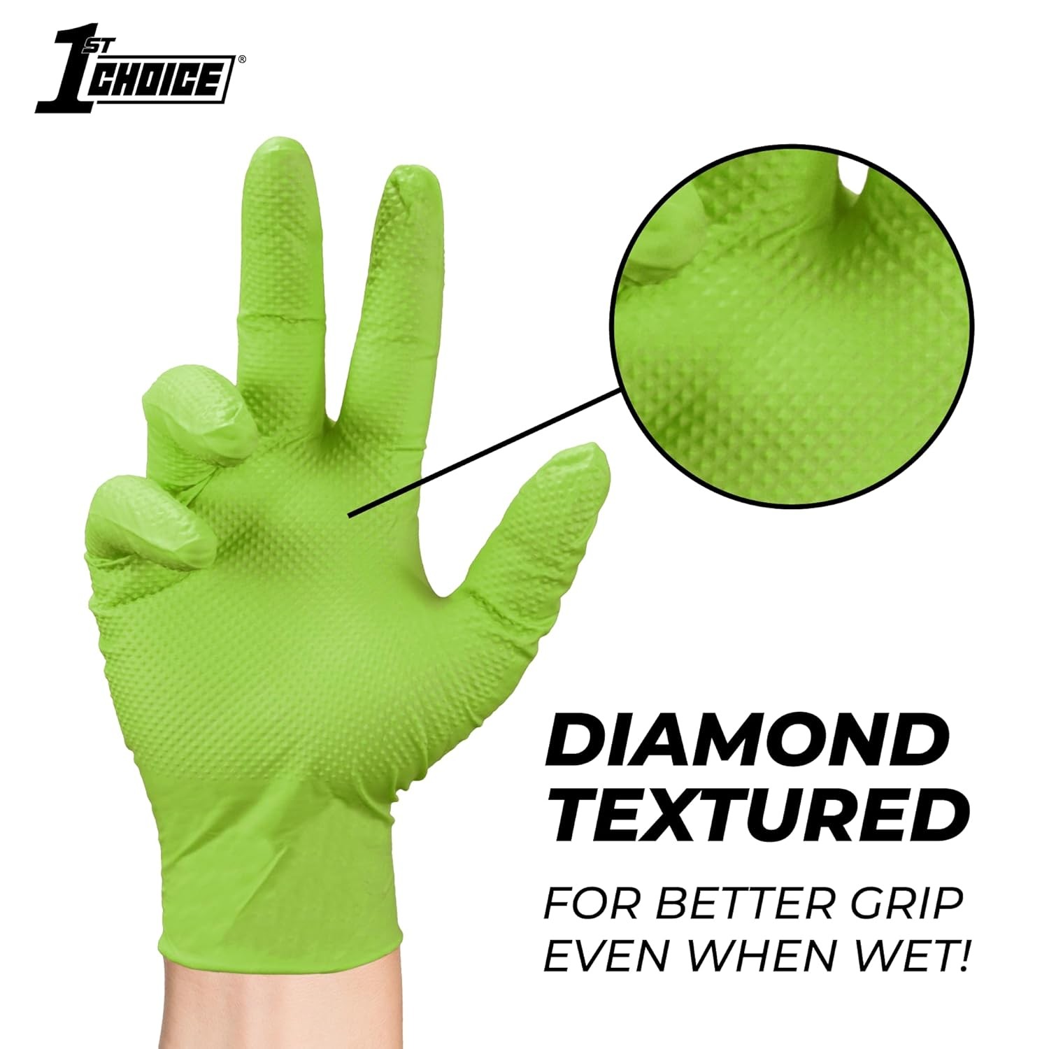 6 mil Gloves, Disposable, Latex Free, Raised Diamond Grip
