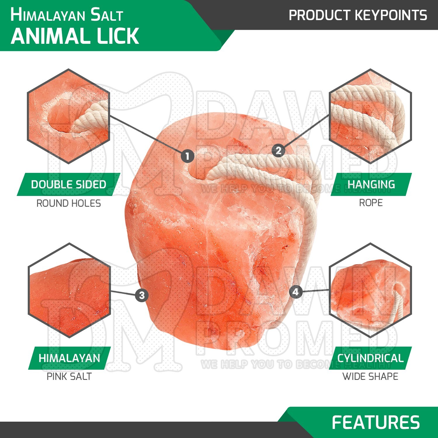 Himalayan Salt Lick Block for Animal Wellness 6.5-8 lbs. 100% Natural Pure Salt