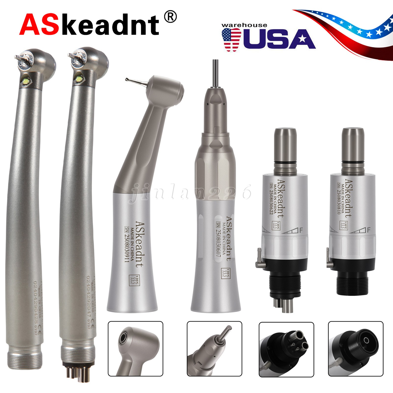 NSK Style Dental Pana Max LED High Low Speed Handpiece Air Turbine kit 2/4 Hole