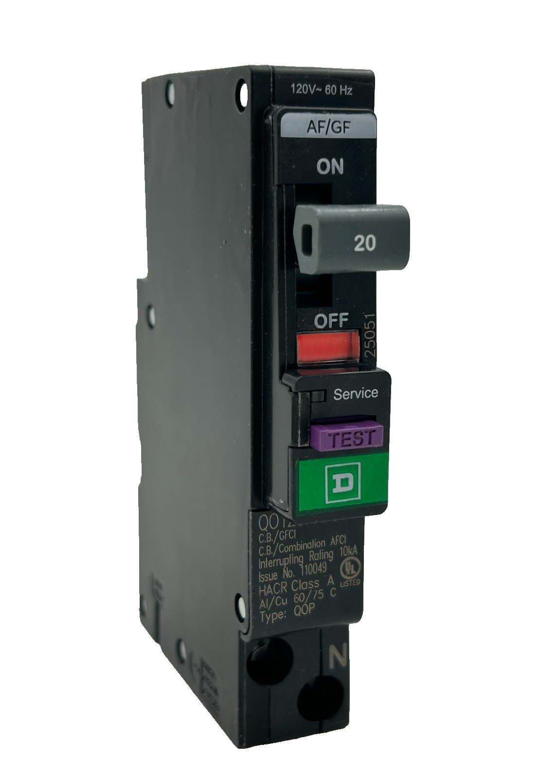 New Square D QO120PAFGF Circuit Breaker AF/GF 20A 1-Pole 120V – Lot of 10