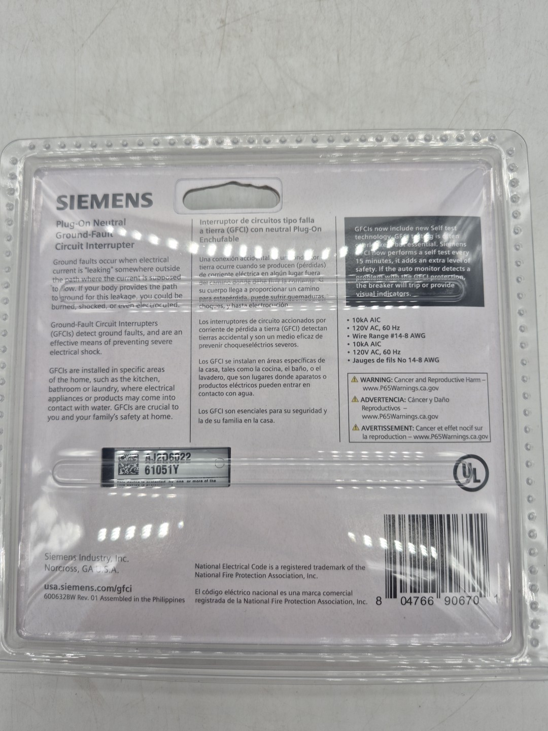 Siemens 15 Amp 15A Plug-On Neutral GFCI QF115ANP Type QPF2N Circuit Breaker New!