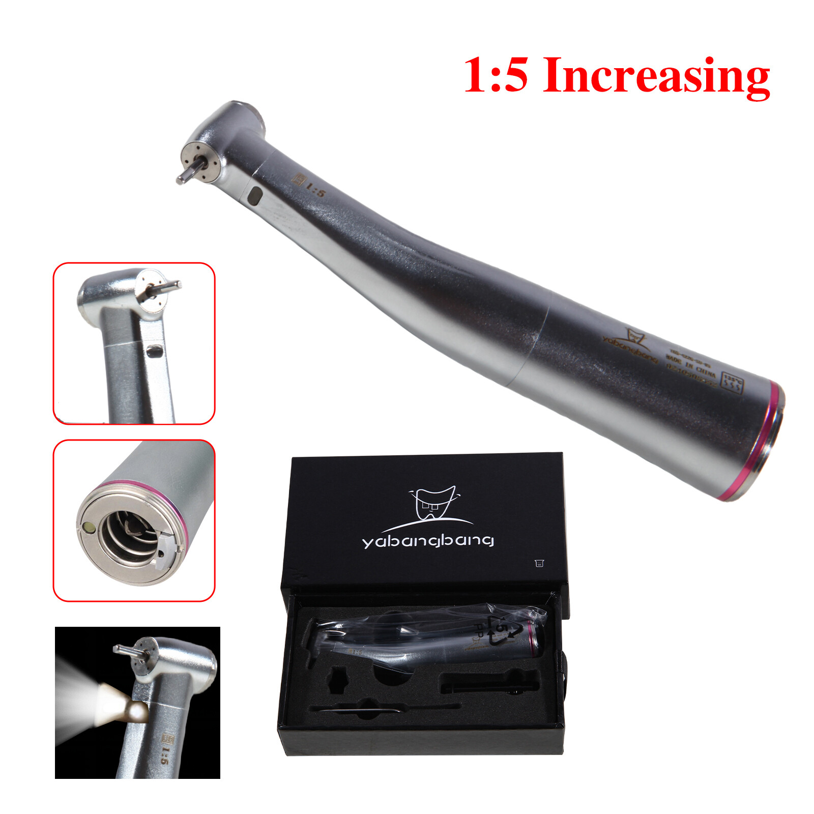 Dental 1:5 Optic LED Contra Angle Increasing Handpiece Fit Electric Motor YBB