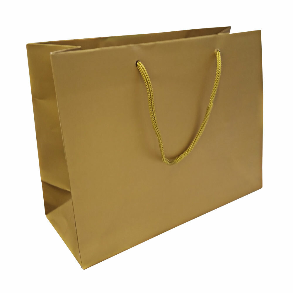 Large Gold and Silver Glossy Euro Tote Bag Gift Shopping Bags 10 Per Pack