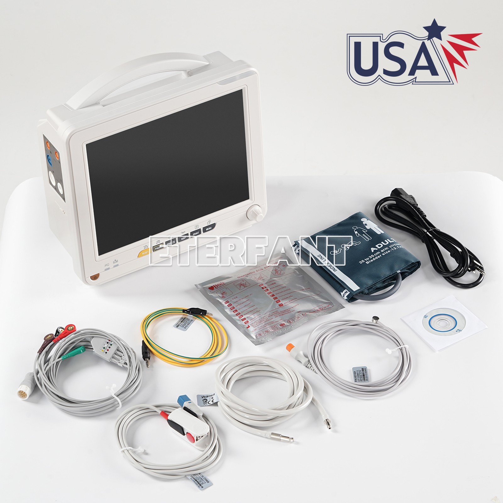 12″ Patient Monitor ICU CCU Vital Sign For Hospital ECG NIBP RESP TEMP SPO2 PR