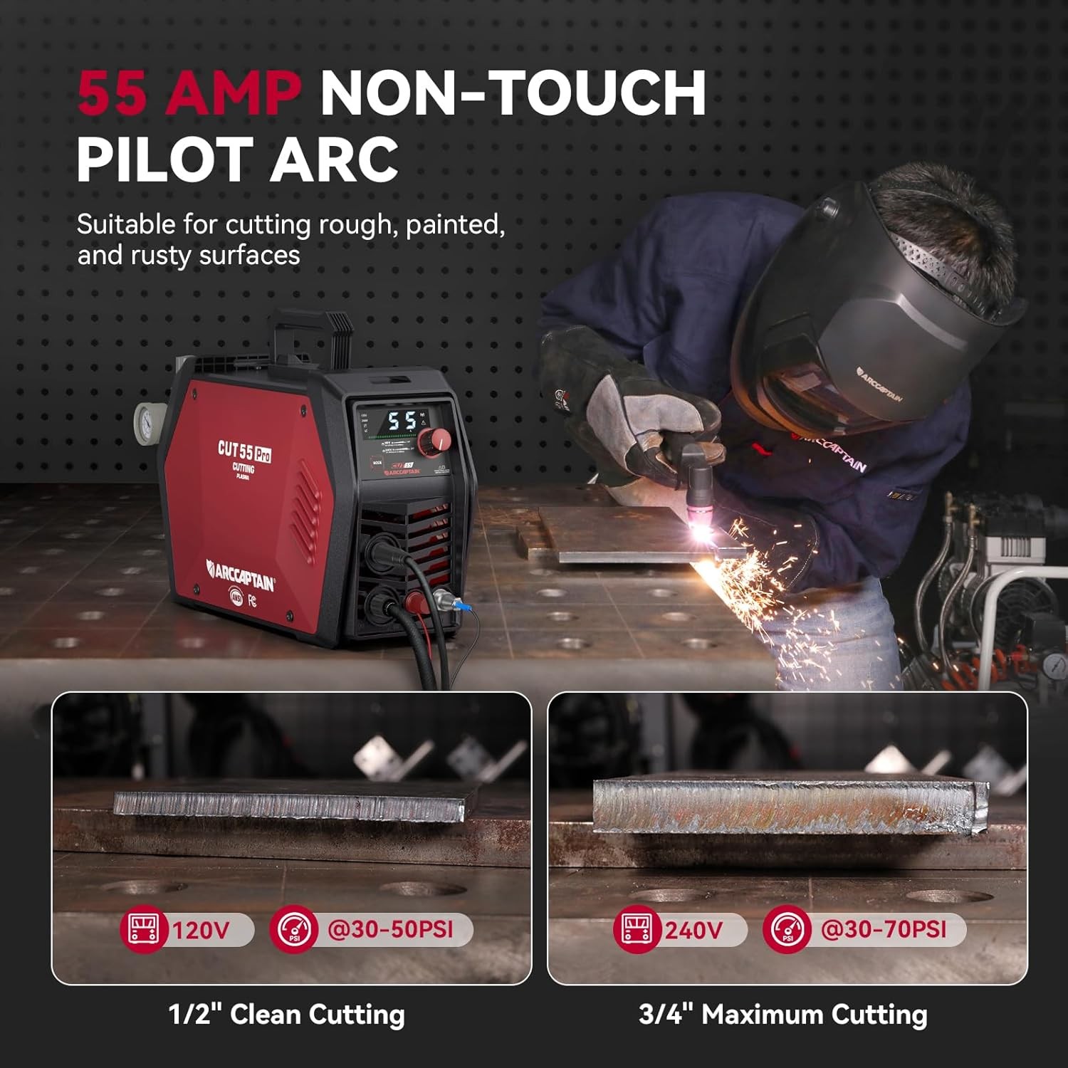iControl Cut55 Pro Plasma Cutter APP Control 55Amp Non-Touch Pilot Arc 120V/240V