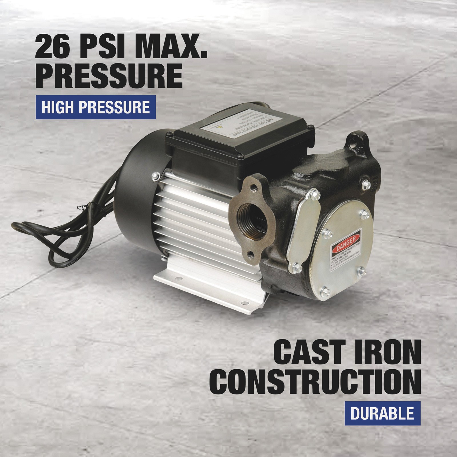 Roughneck Diesel Fuel Transfer Pump, 22 GPM, 120V AC, 26 Max. PSI, Electric