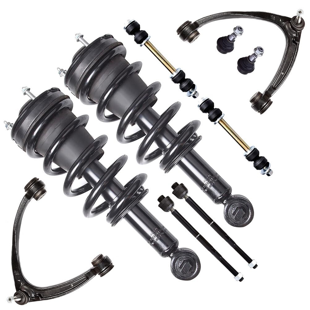 Front Susp Kit 10pc Struts Ctrl Arms Tie Rods Ball Jts 07-14 Cadillac Escalade