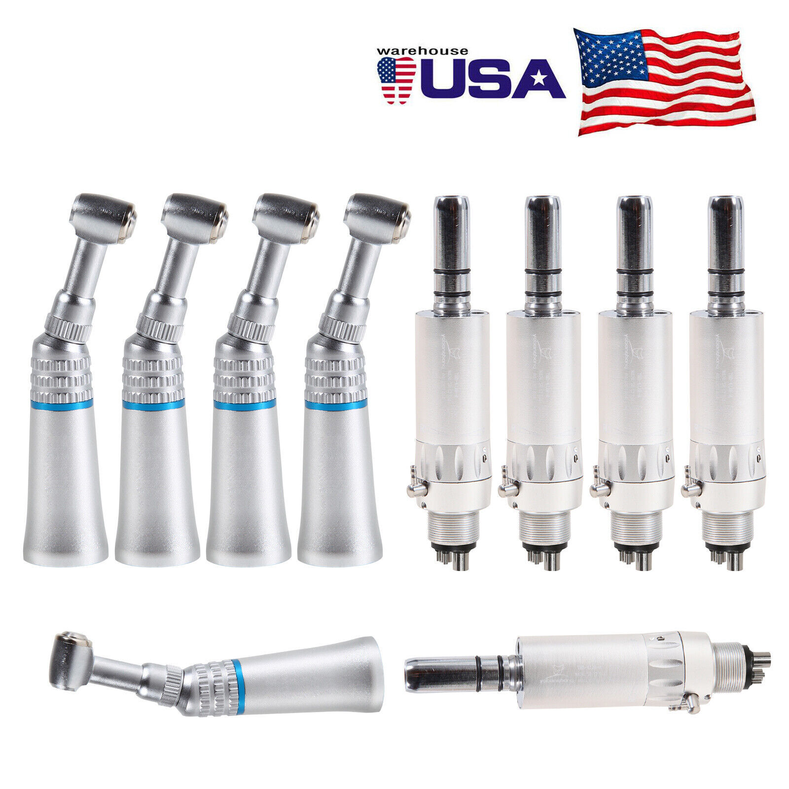 1-5 Dental Low Speed Push 1:1 Contra Angle Handpiece /Air Motor E-type 2/4H SA