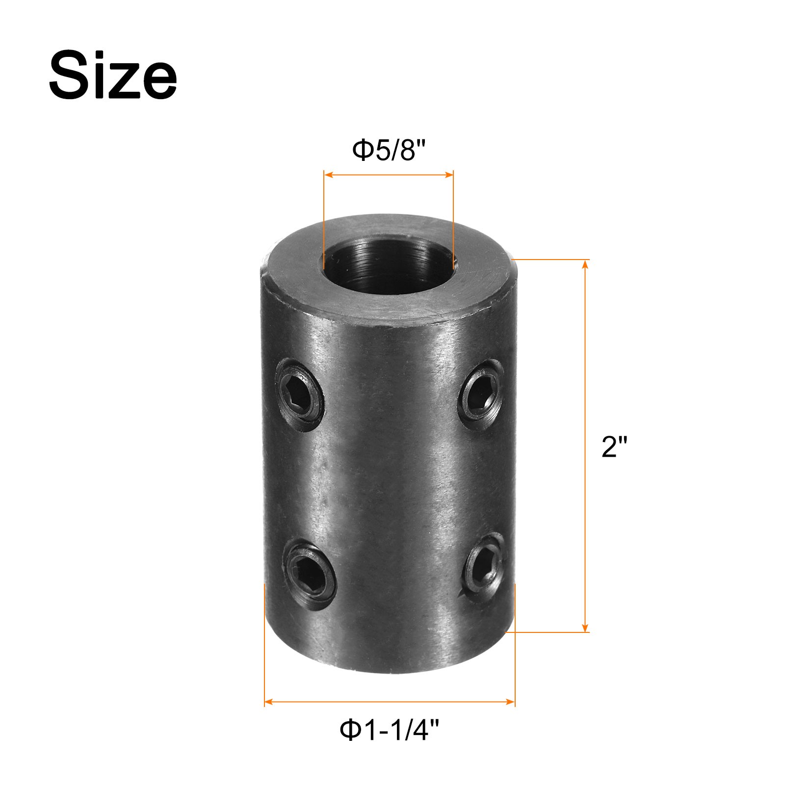 Shaft Coupling 5/8″ Bore 1-1/4″ OD 2″ Length Rigid Coupling 4 Set Screws