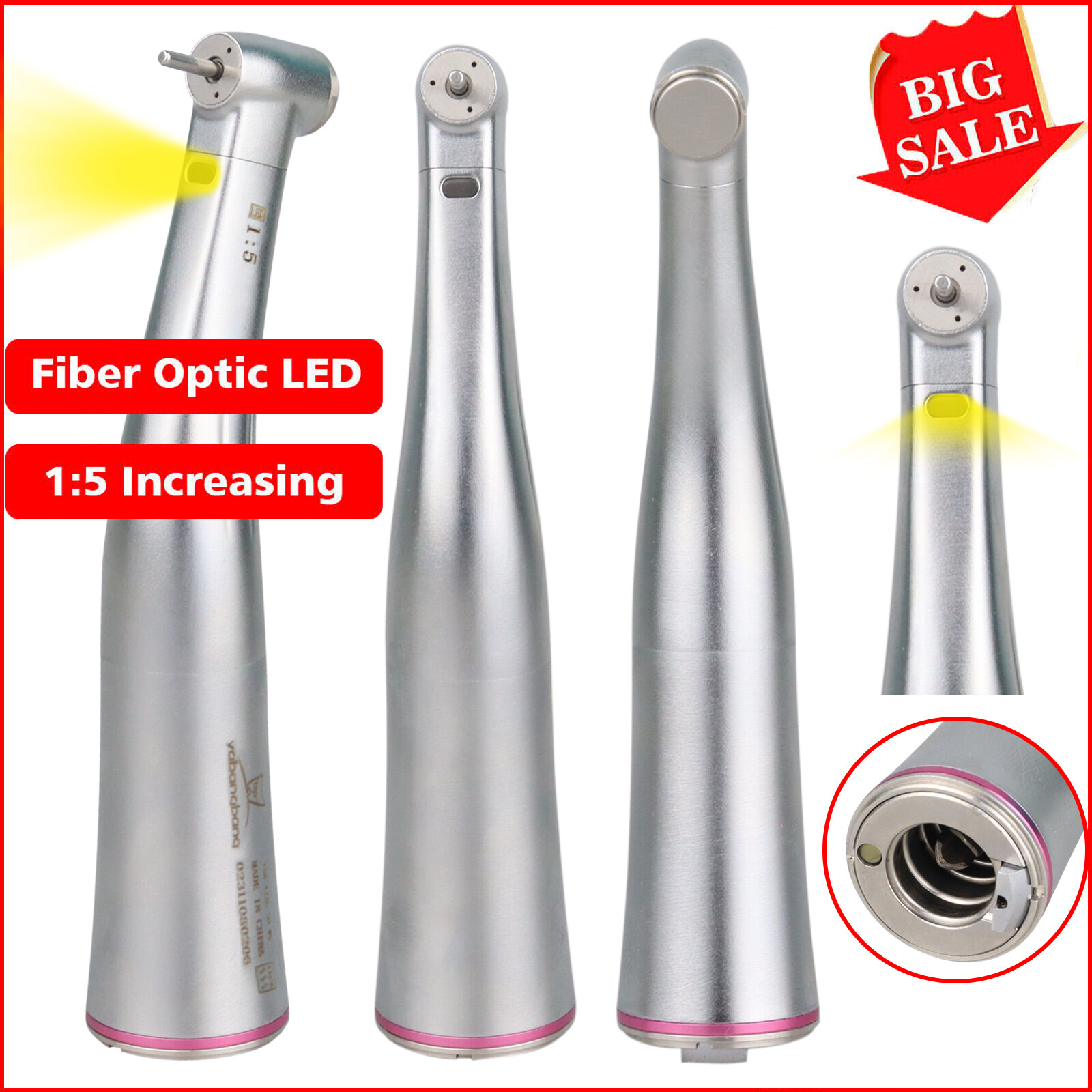 Dental 1:5 Increasing Fiber Optic Contra Angle Red Ring Fit NSK Ti Max Z95L USA