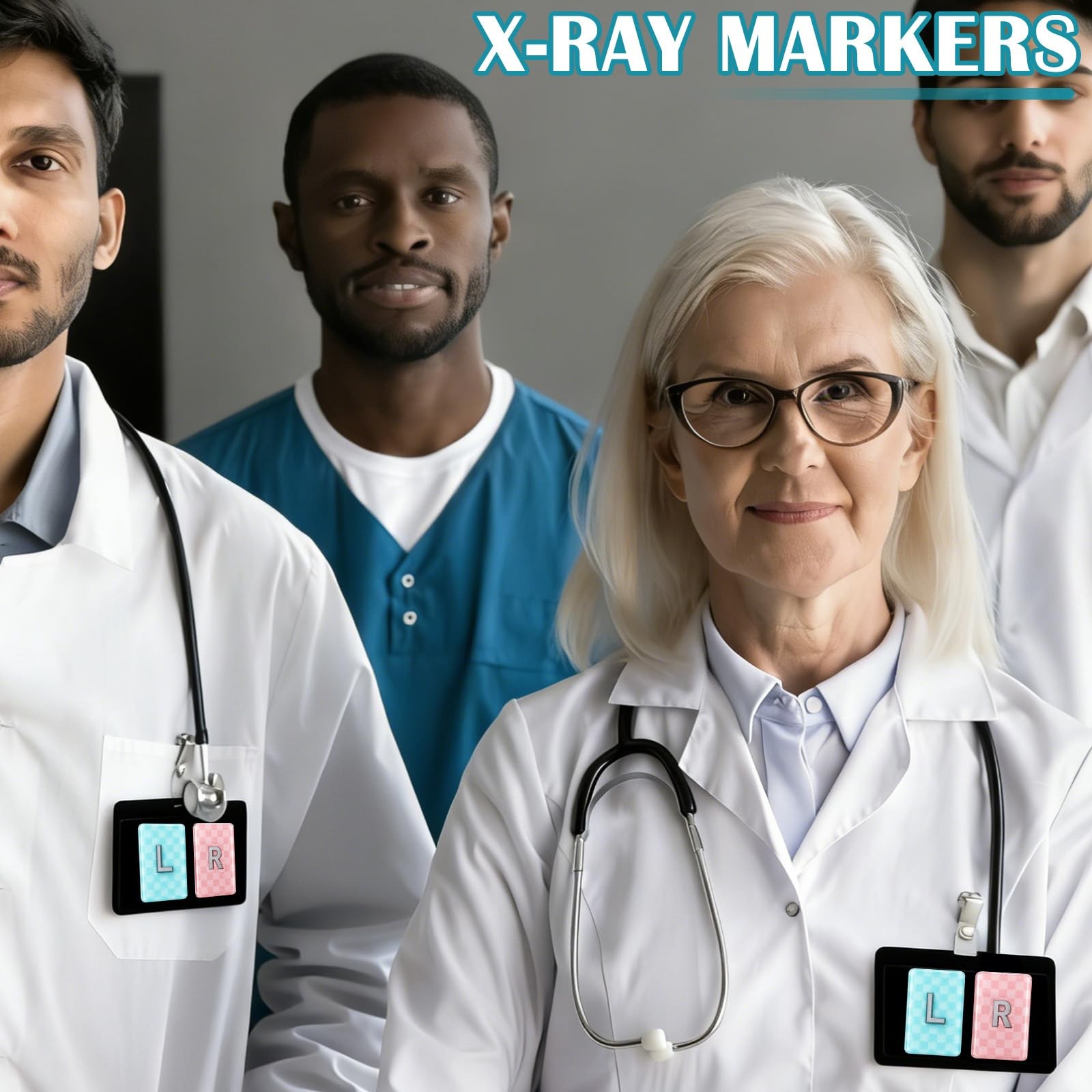 2 PCS 1.5×1 Inch Resin XRay Markers With Lead Letters Washable Pink Blue