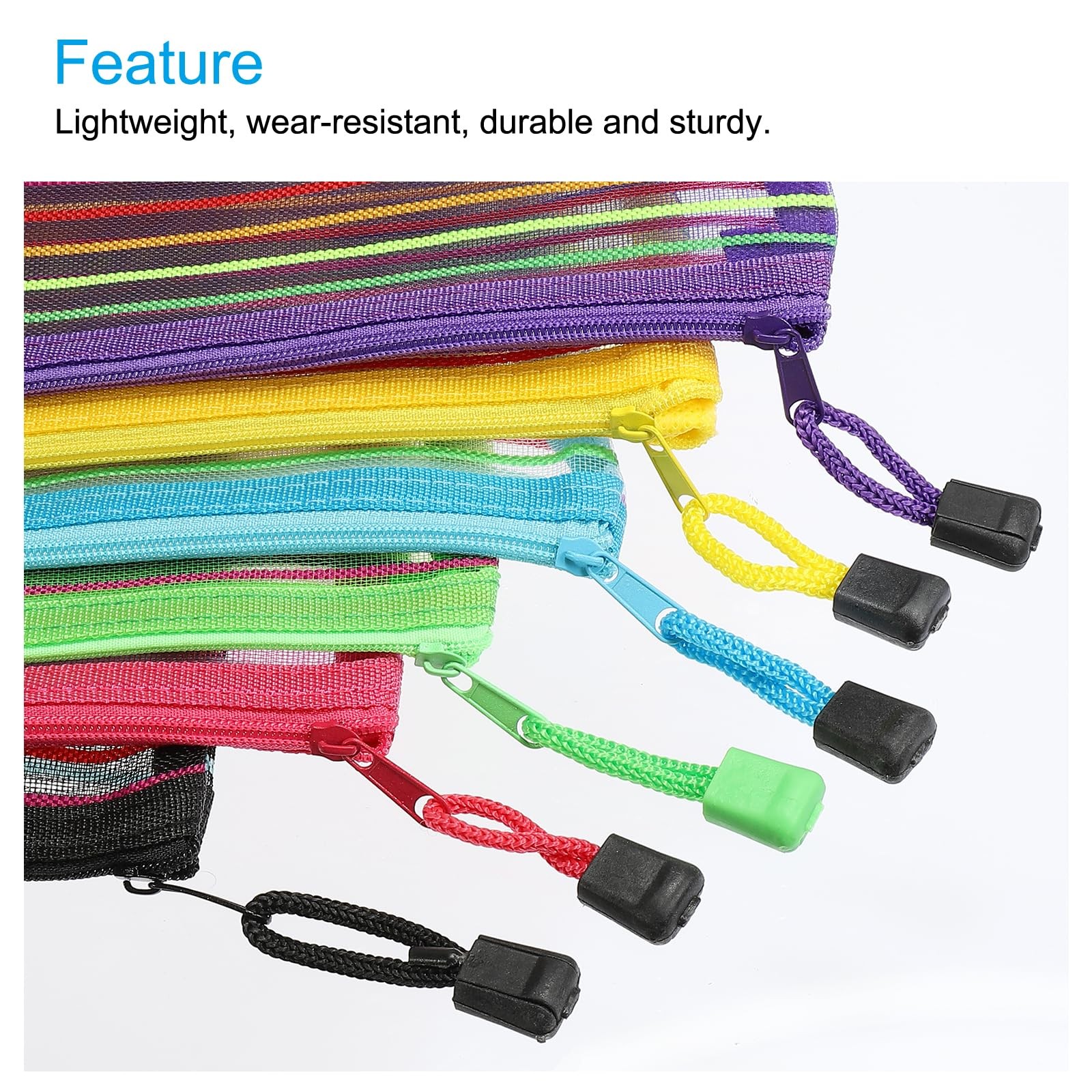 Mesh Zipper Pouch, A5 Nylon Mesh Cosmetic Bags Pencil Case Document Bag Zippe…