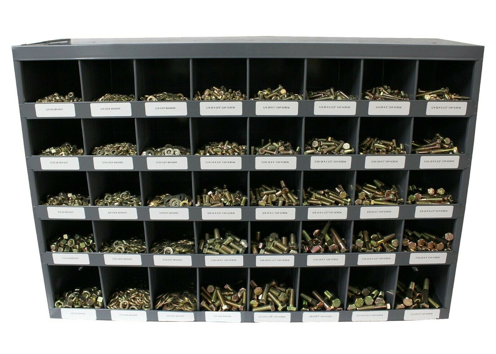 Cold Rolled Steel Powder Coated 40 Compartment Pigeon Hole Bin, Bolt Bin