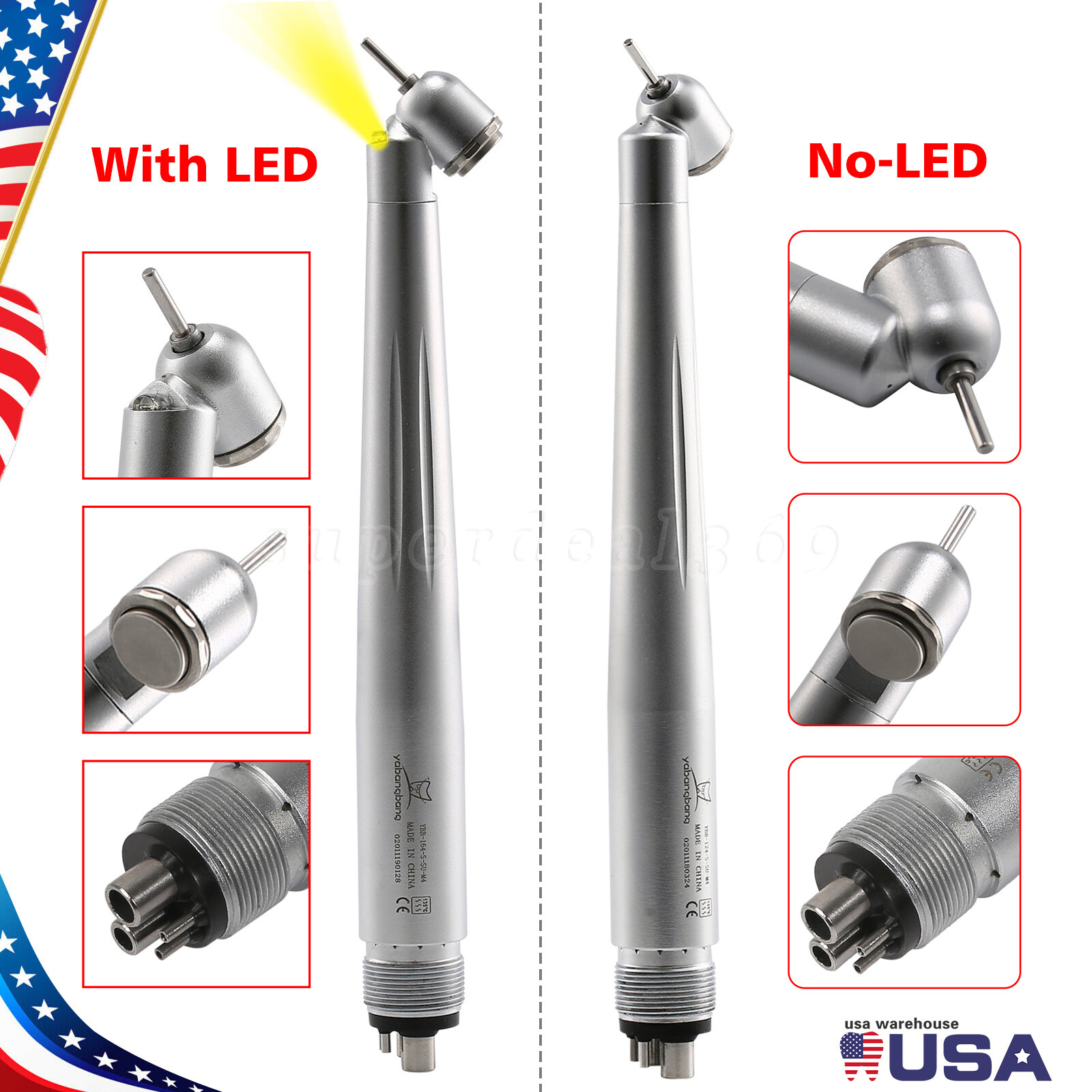 1-10*Dental 45° LED E-generator High Speed Handpiece Turbine 4Hole for NSK po