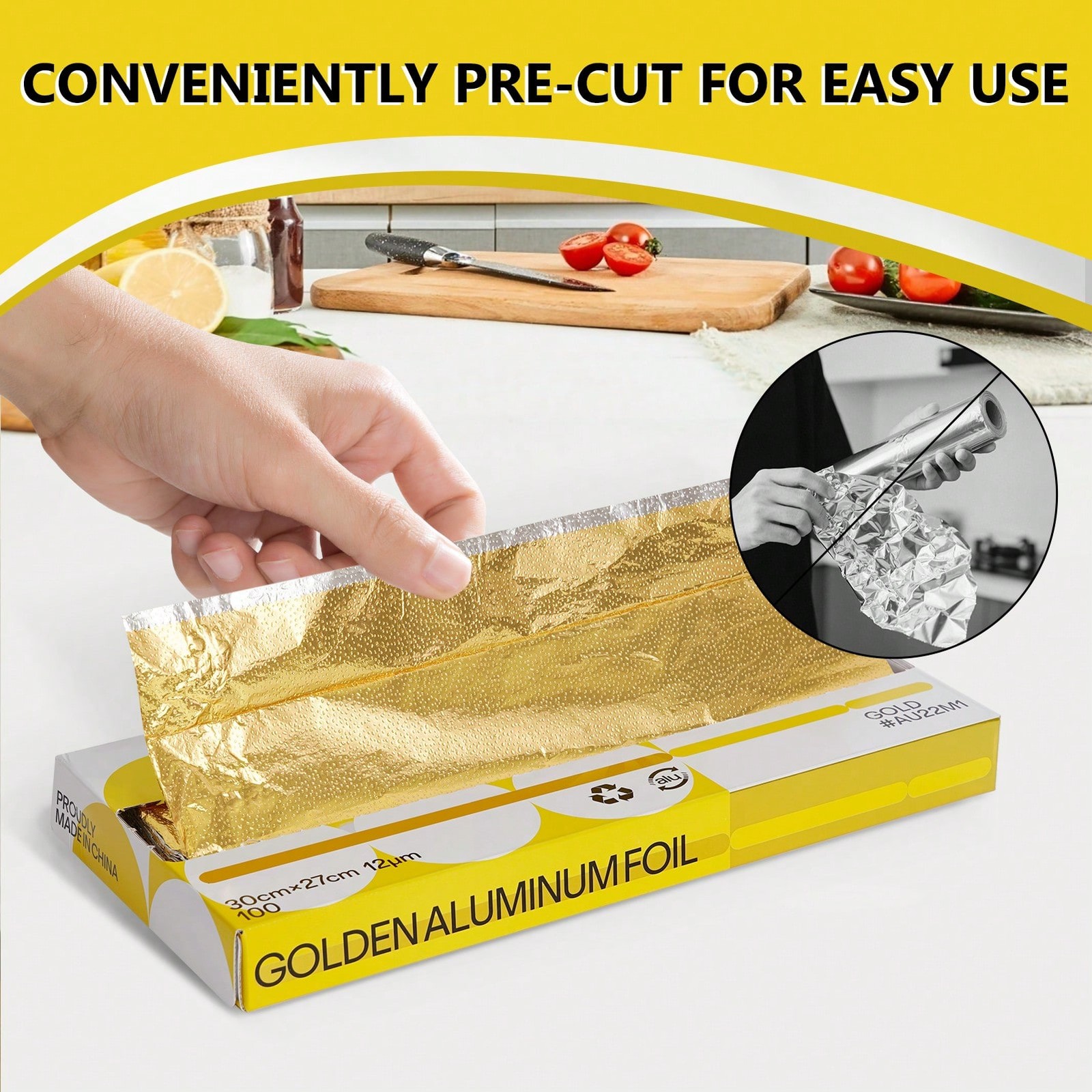 100 Count Premium Pop-Up Gold Foil Sheets Interfolded Precut Greaseproof