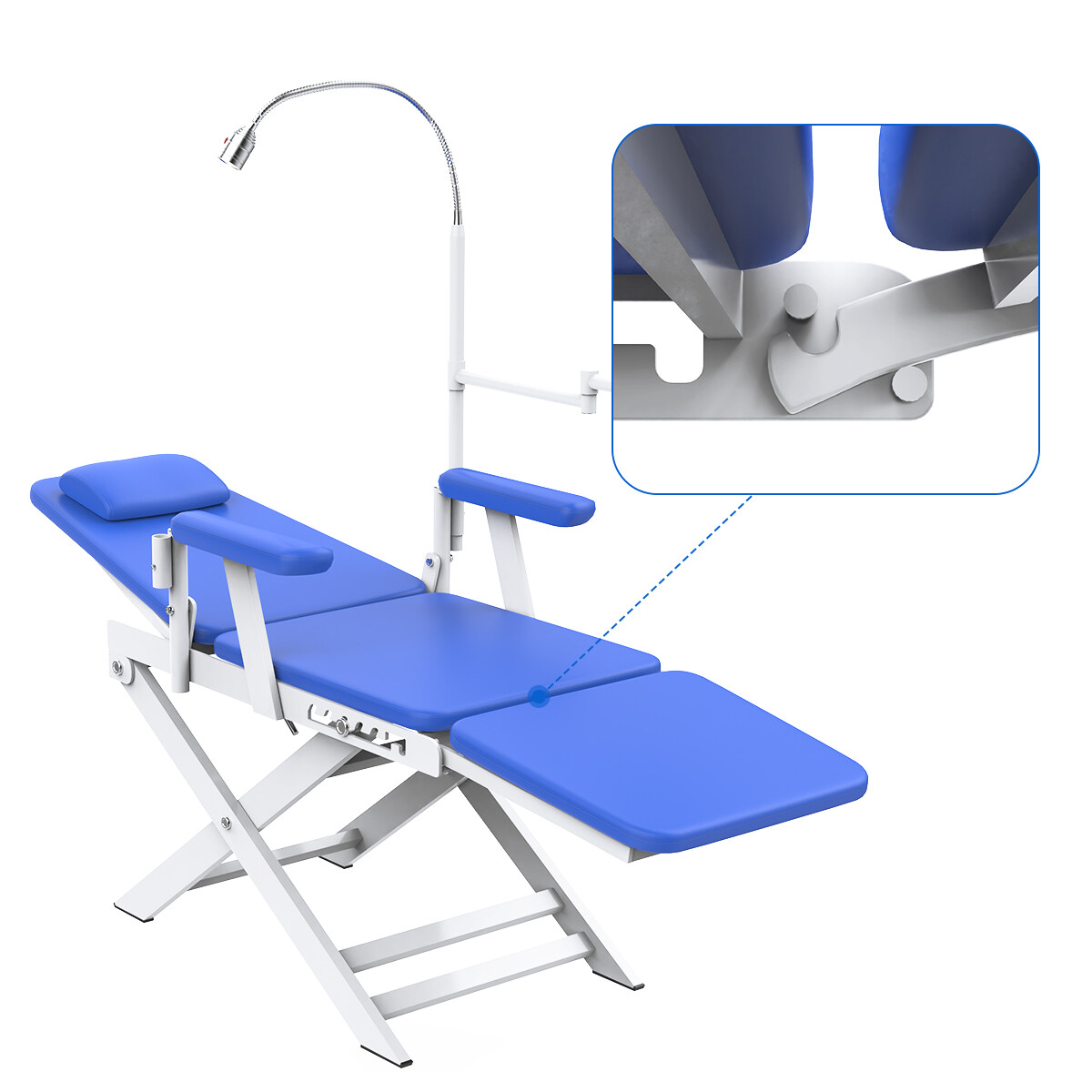 5 Types Portable Dental Folding Chair Package LED Light+Air Turbine Unit 4 Holes