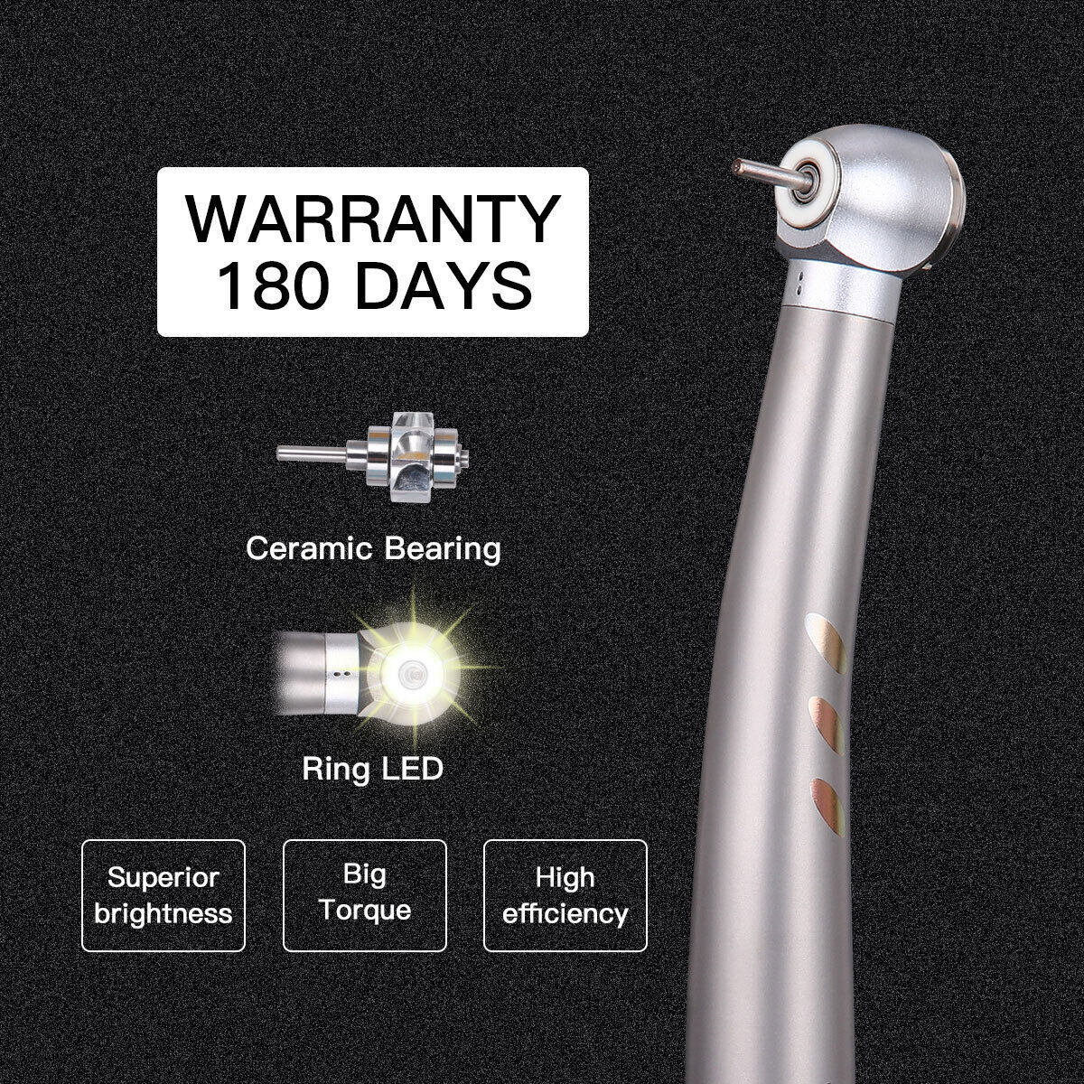Joydental Dental E-generator Shadowless Ring LED High Speed Handpiece 4 Holes M4