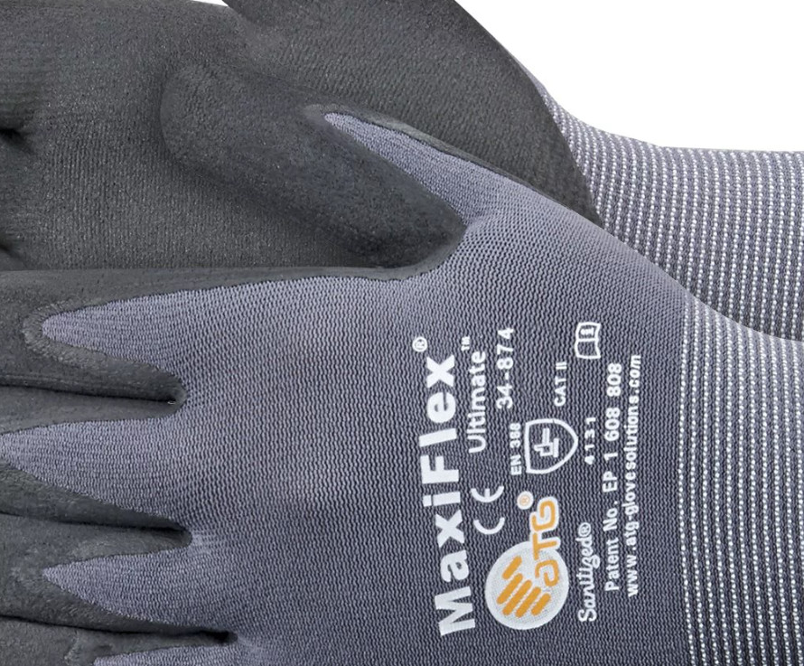 ✅34-874 MaxiFlex Ultimate Micro Foam Nitrile Grip Coated PROTECTIVE WORK GLOVE ✅