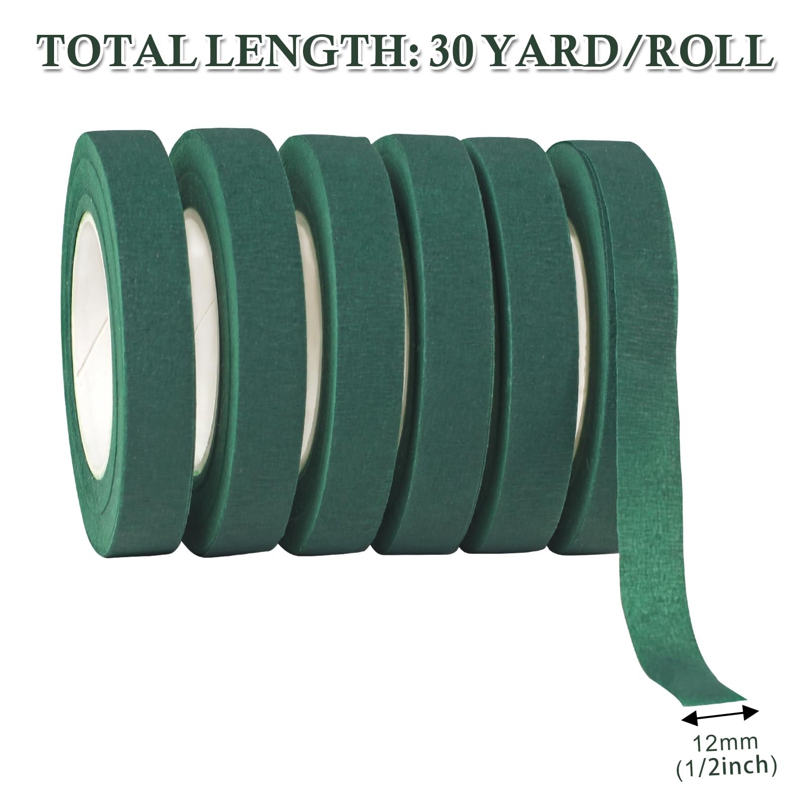 6 Roll Dark Green Floral Tape 1/2″ Flower Bouquet Stem Wrap Craft Wedding 30 Yd