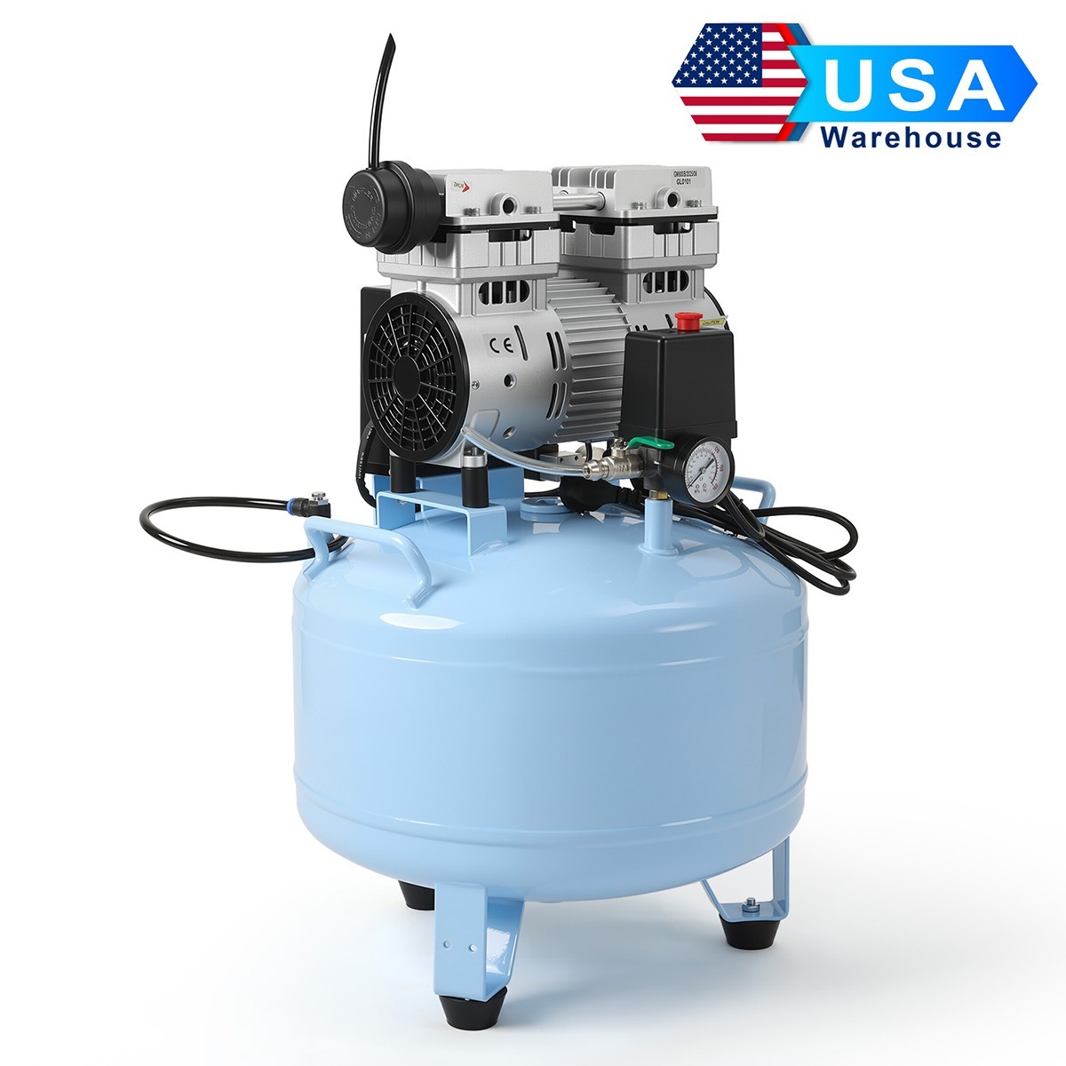 Dental Oil-Free Air Compressor 800W 40L Tank 58dB Ultra-Quiet Operation