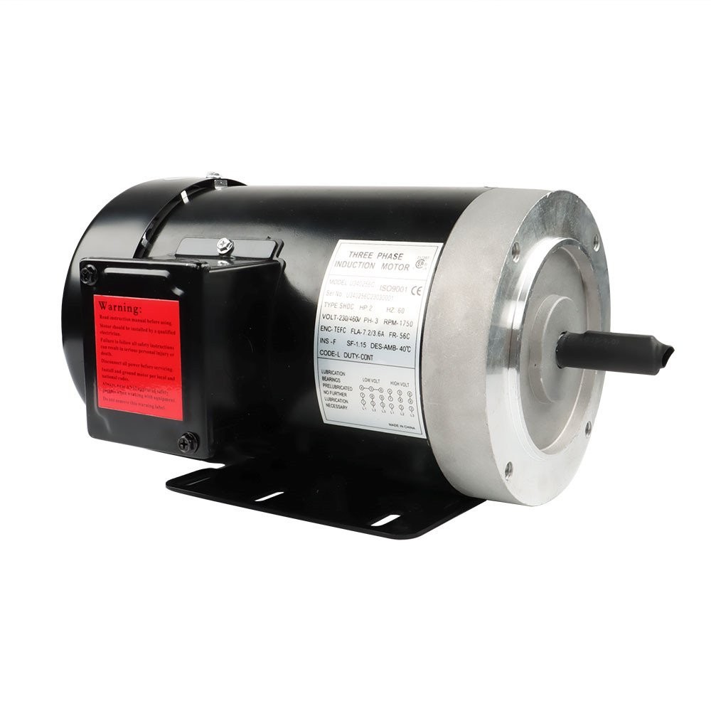 2 HP 3 Phase Electric Motor 56C Frame 1800 RPM TEFC 230 / 460 Volt New
