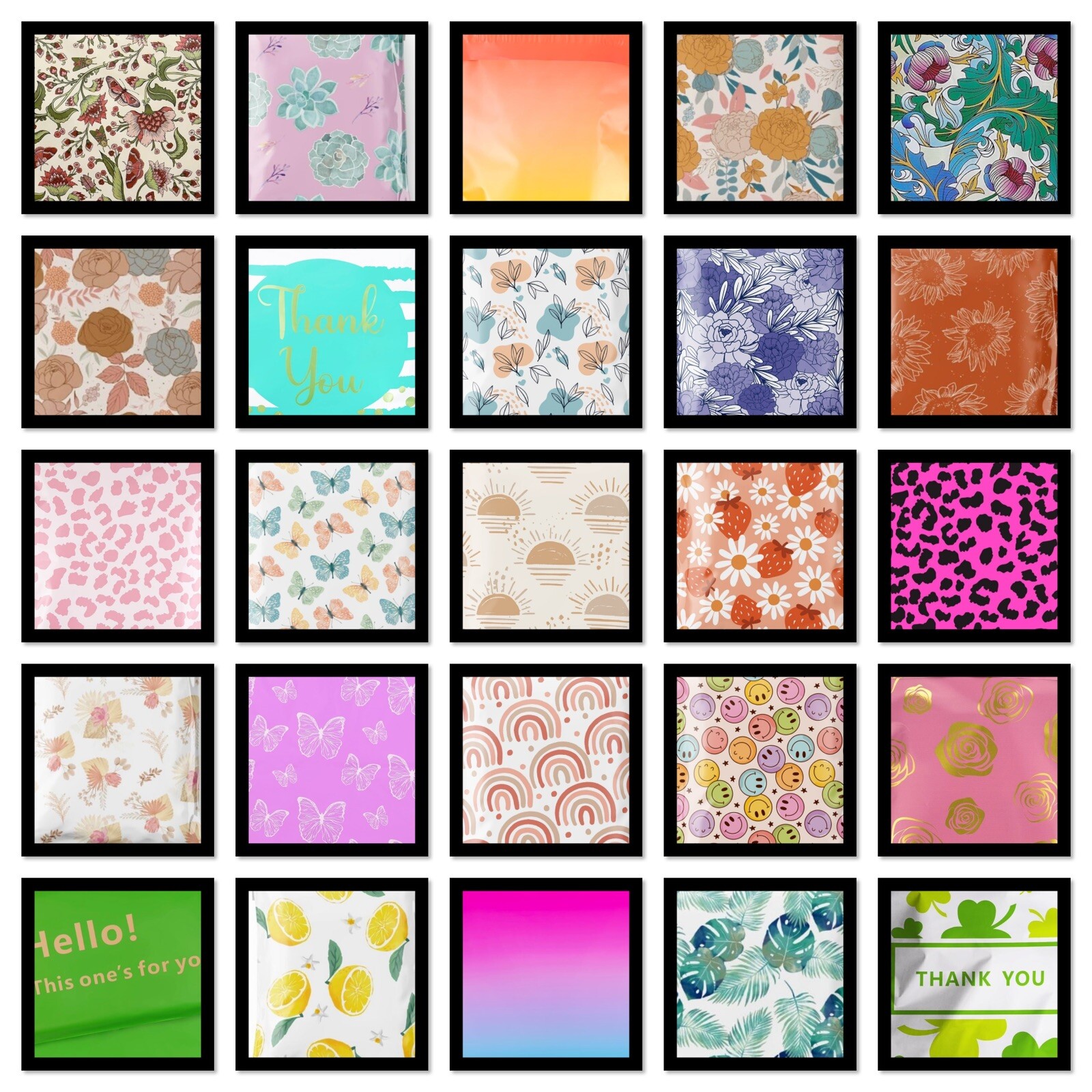 Poly Mailers 6×9 100 UNIQUE DIFFERENT DESIGNS