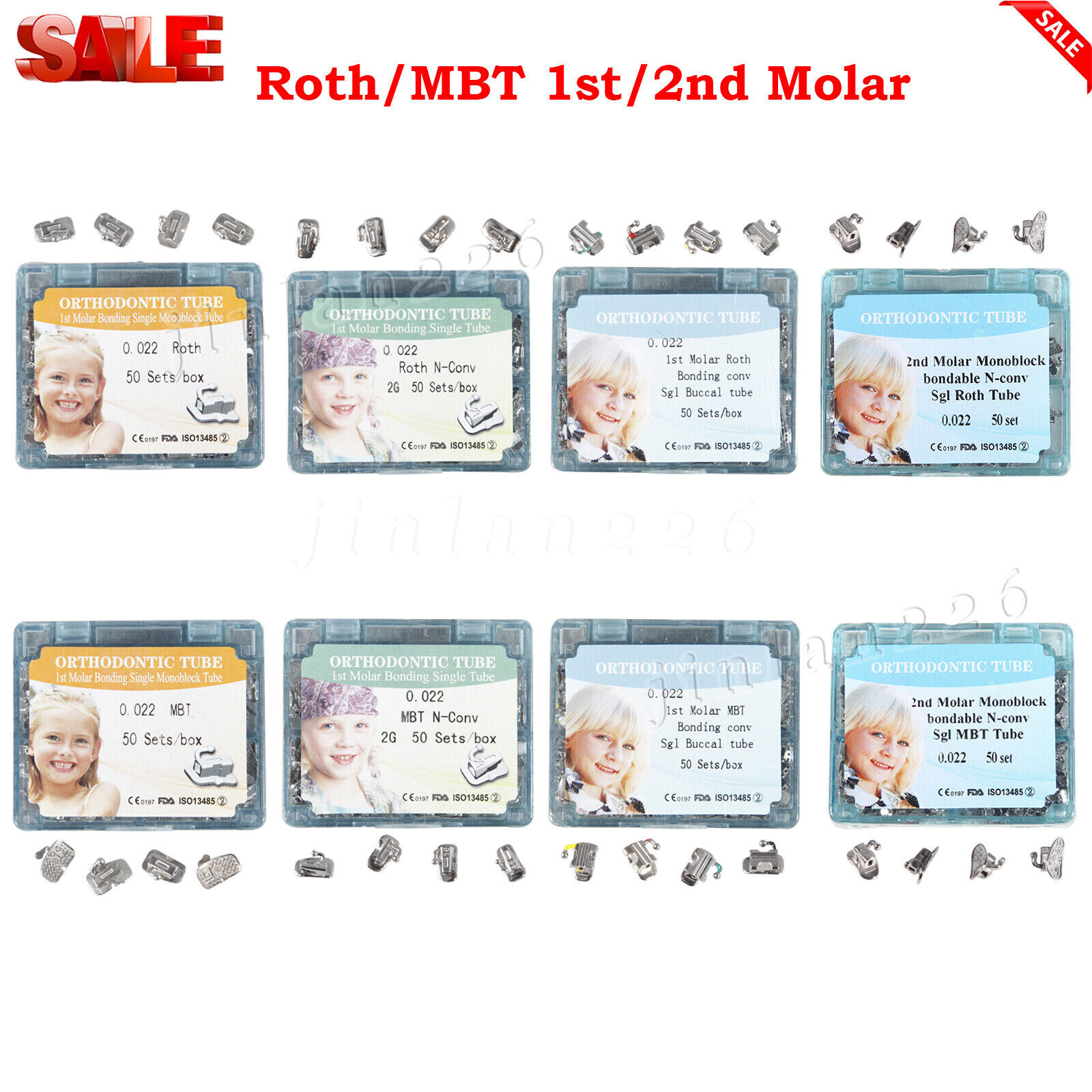 200PCS/50Set Dental Orthodontic Buccal Tube 1st Molar Bondable Sgl 022 Roth/ MBT
