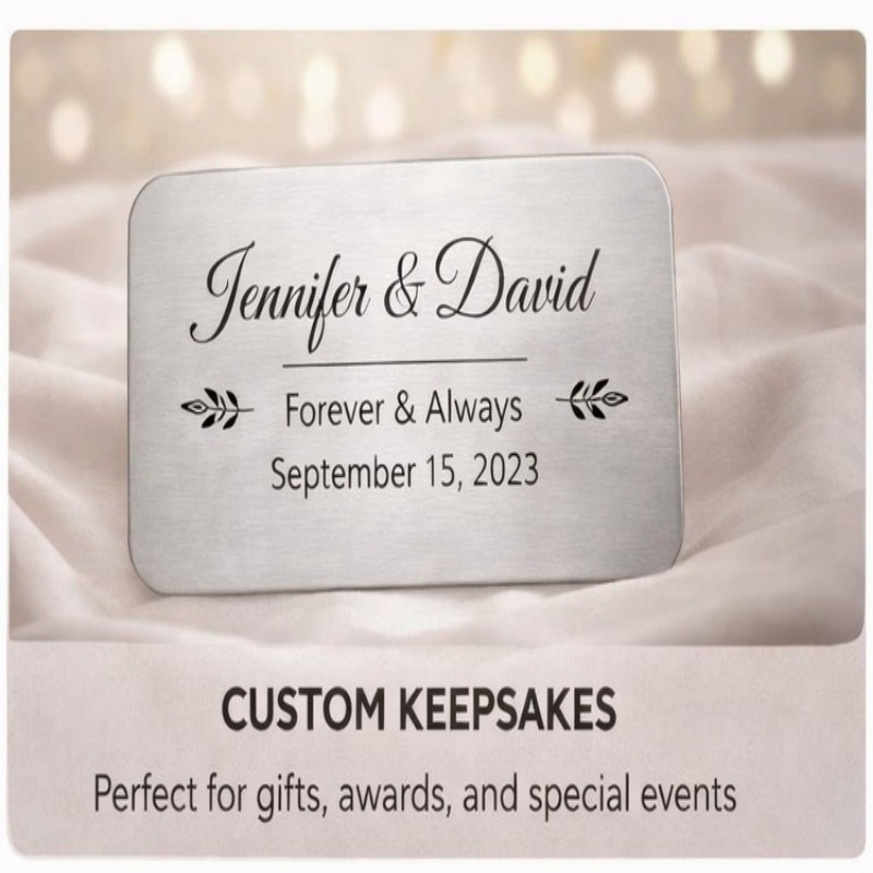 Personalized Engraved Couple’s Name Plate Accessory, Romantic Keepsake Gift Idea