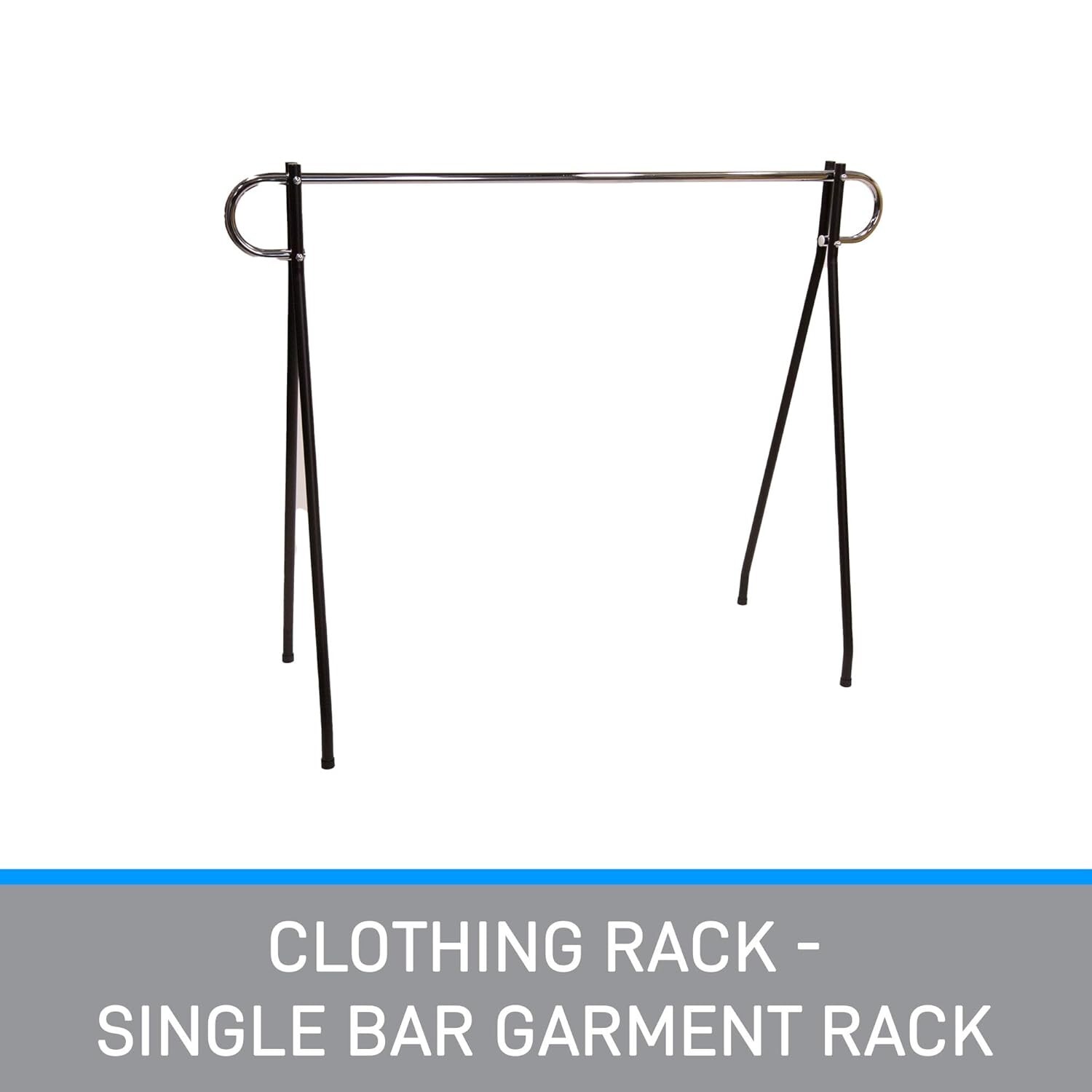 Clothing Rack Black & Chrome Single Rail Retail Storage Garment Salesman 48 x 60