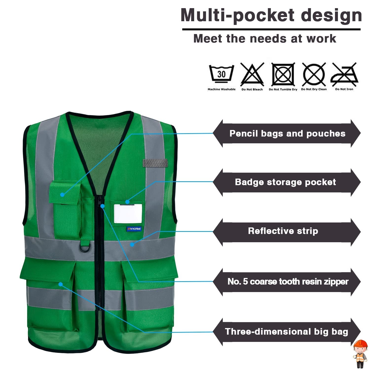 A-SAFETY XSmall Green hi vis vest xs X-Small