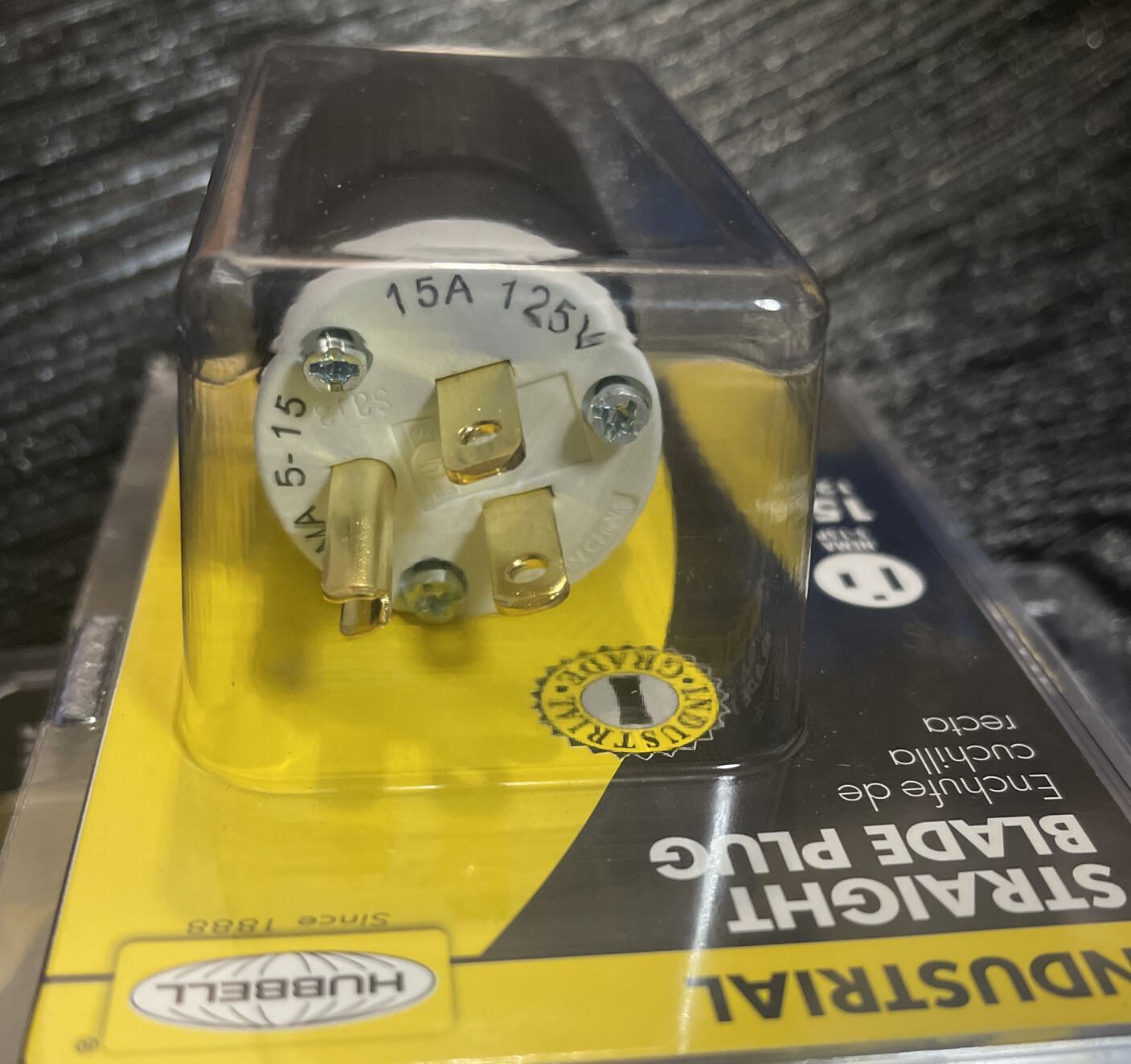 4 Pack 15A 125V NEMA 5-15P STRAIGHT BLADE PLUG Industrial Grade