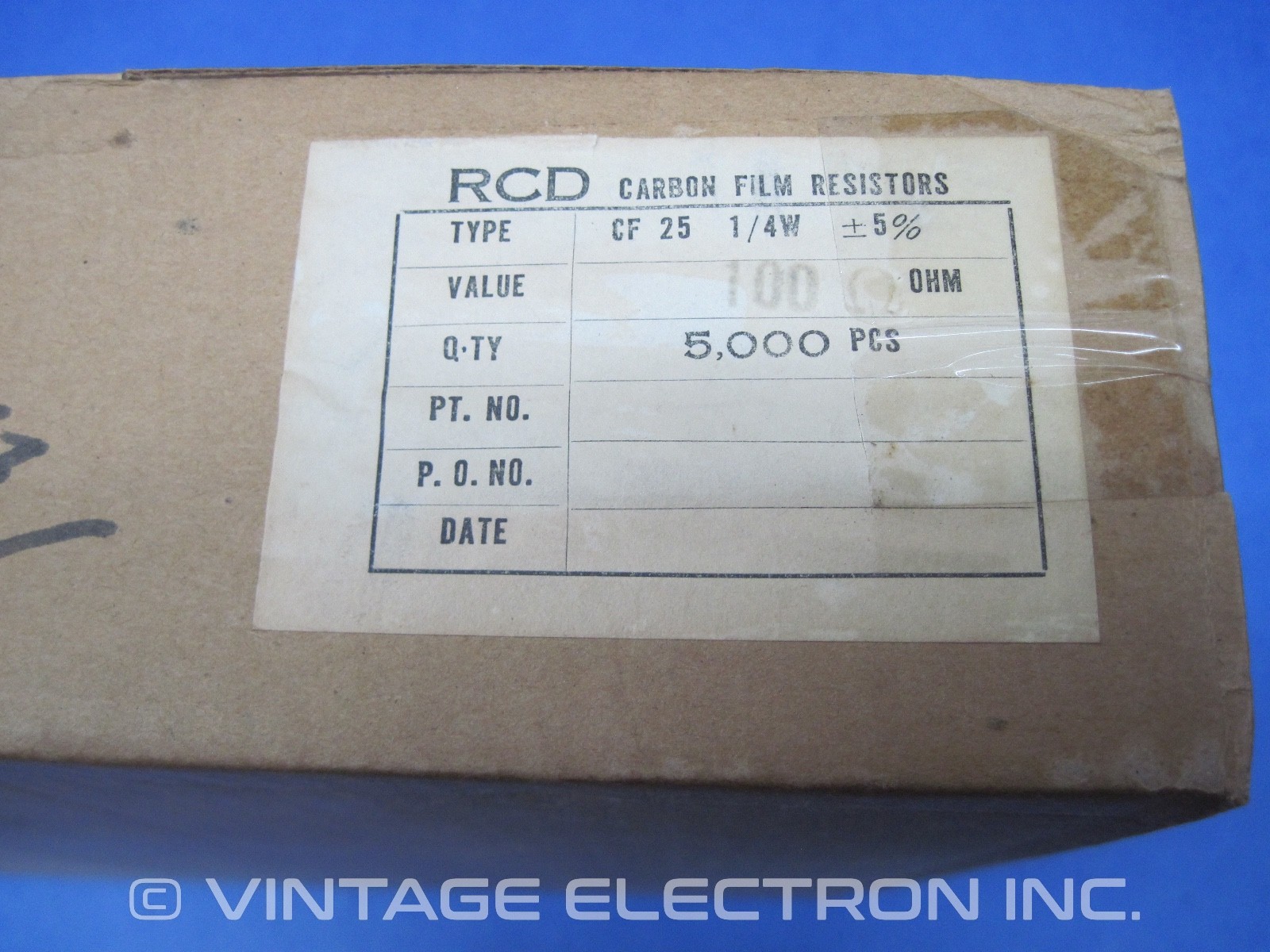 (5000) RCD Carbon Film Resistors: 100 Ohms (100R), 5%, 1/4 W (Made In TAIWAN)