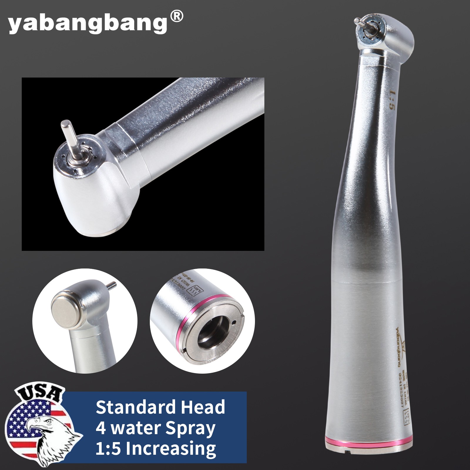 Dental 1:5 Increasing Inner Channel Contra Angle Handpiece 4 Spray NSK Style