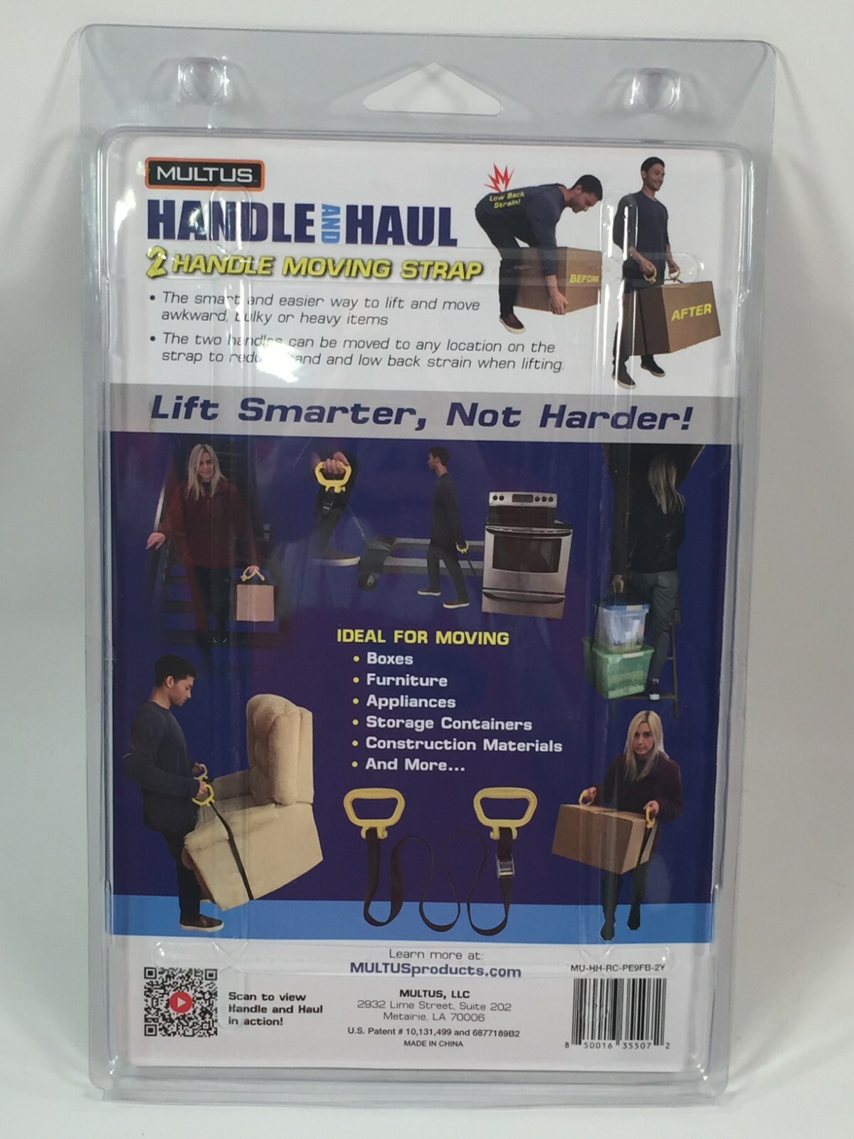 Multus Handle and Haul 2 Handle Moving Strap New in Box 250lb Limit 9FT Webbing