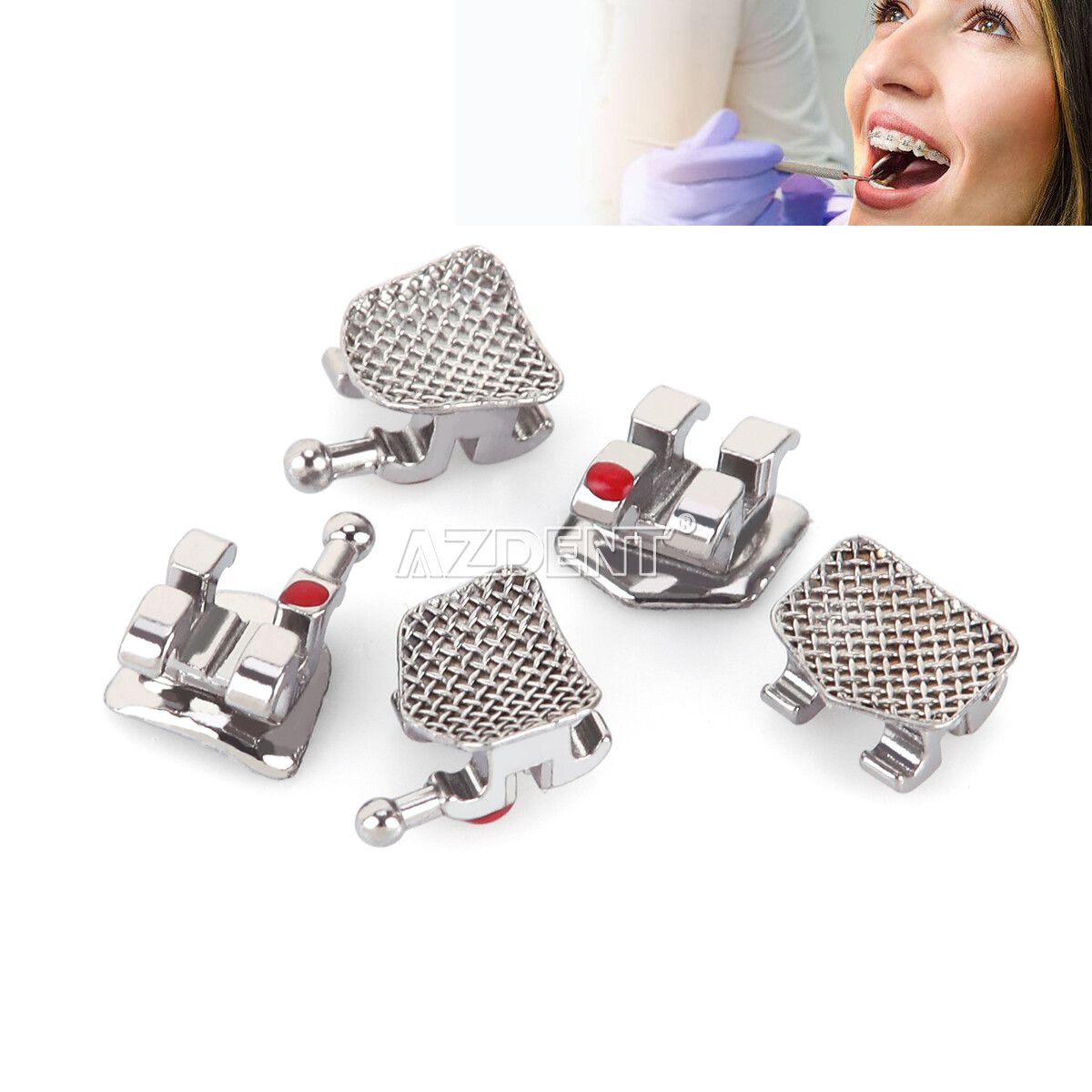 AZDENT Dental Brackets Braces Standard/Mini MBT/Roth Slot.022/.018 Hooks 3 4 5