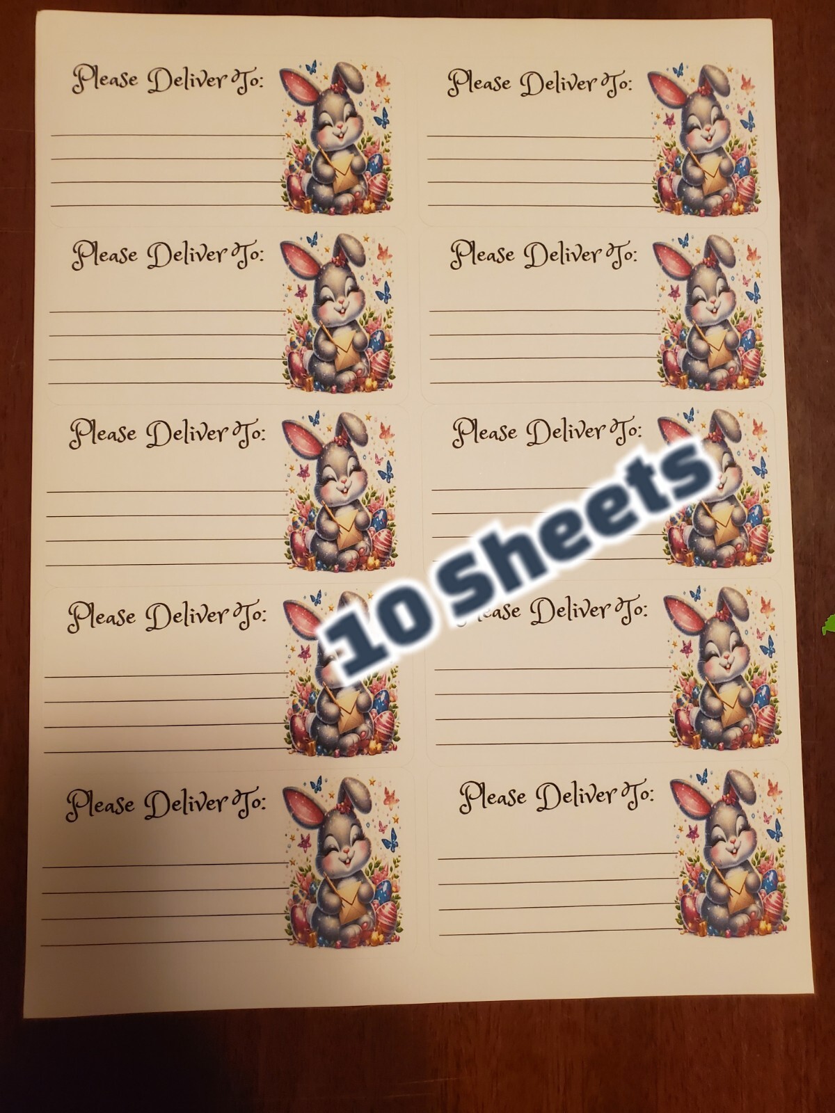 10 Sheets please deliver to address shipping labels (PDT) pen pal, mail