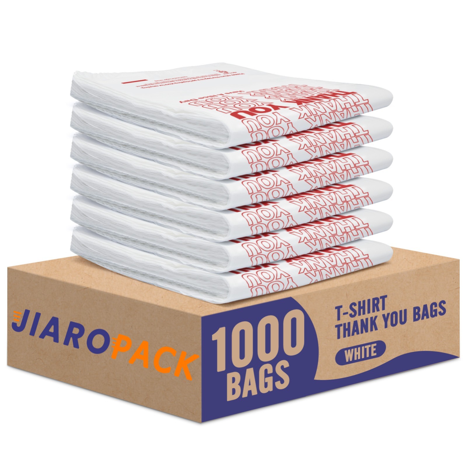1000-2000 Thank You T-Shirt Bags 12″ x 6.5″ x 21″, Plastic Grocery Shopping Bags