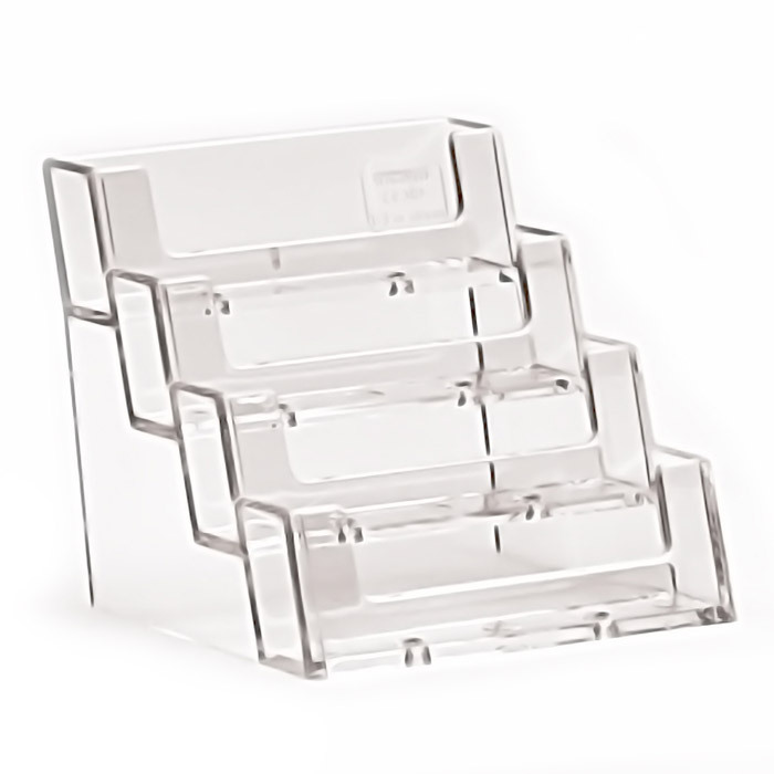 4-Pocket Clear Acrylic “deflect-o” Style Counter-Top Business Card Holder