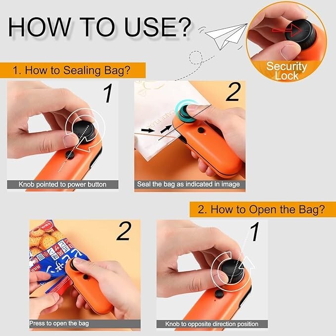 Mini Bag Sealer, 2PACK Bag Sealer Heat Seal Rechargeable and Cutter, Mini Chip