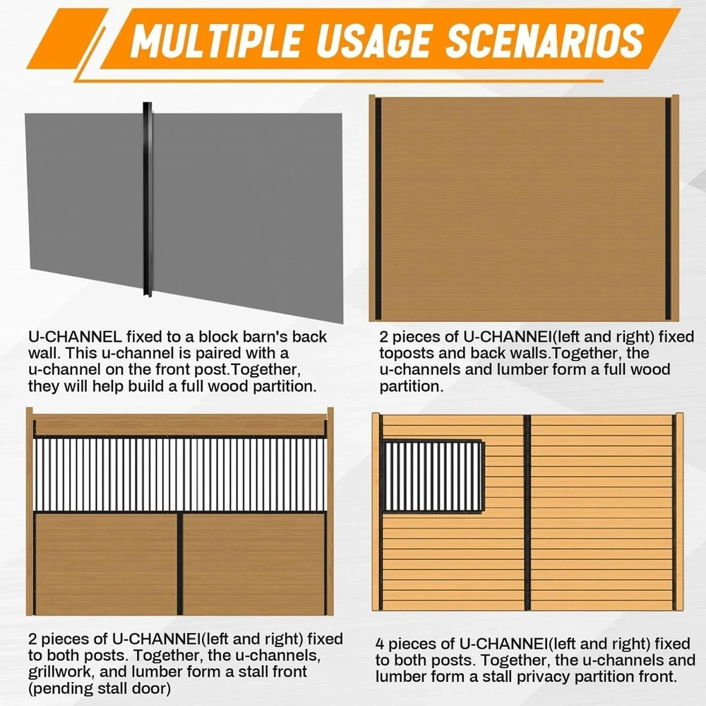12 Pack 42 Inch Horse Stall Wall Channels Galvanized Steel Easy Installation