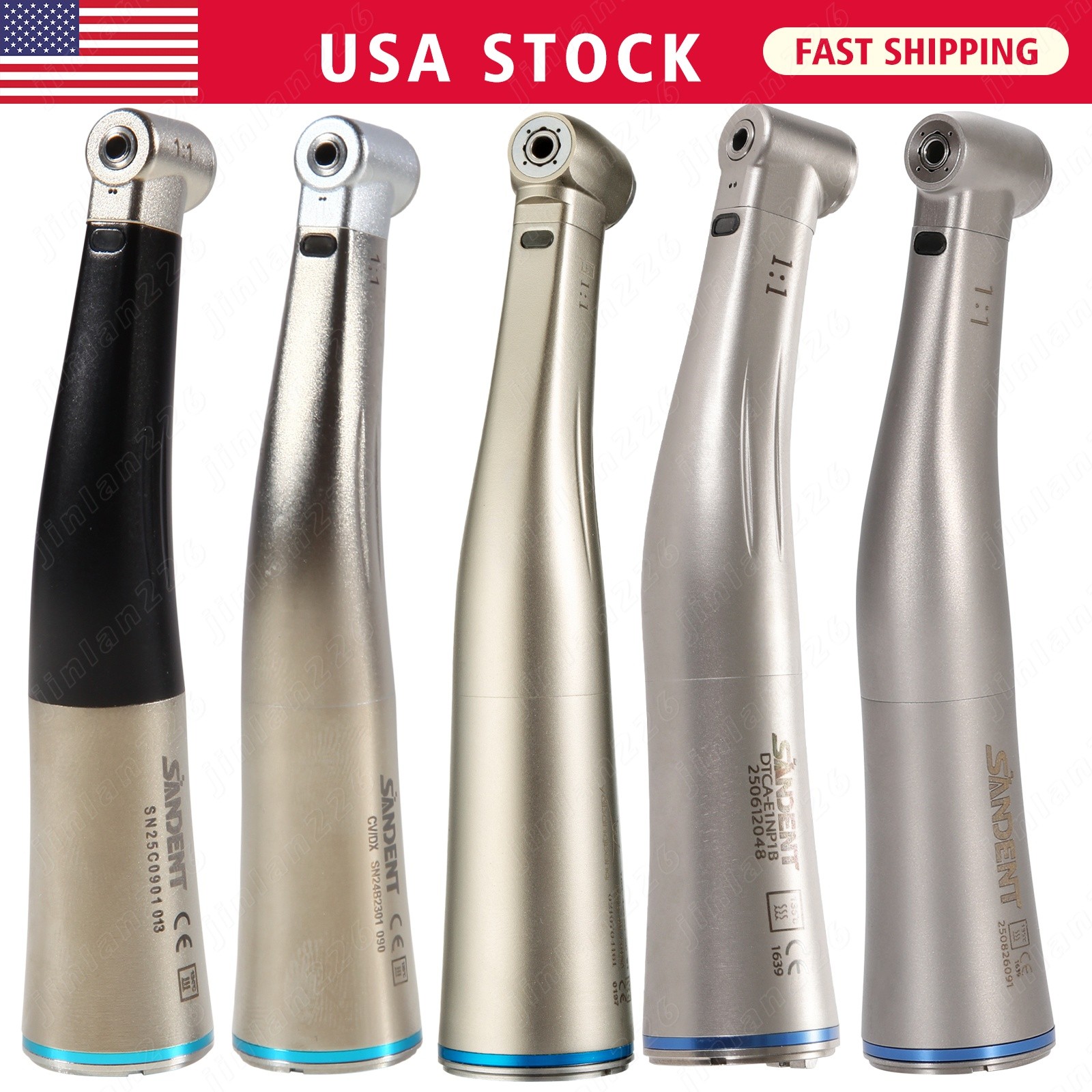 Dental Slow Speed Contra Angle Electric Handpiece 1:1 Mini Head Fiber Optic F/KV