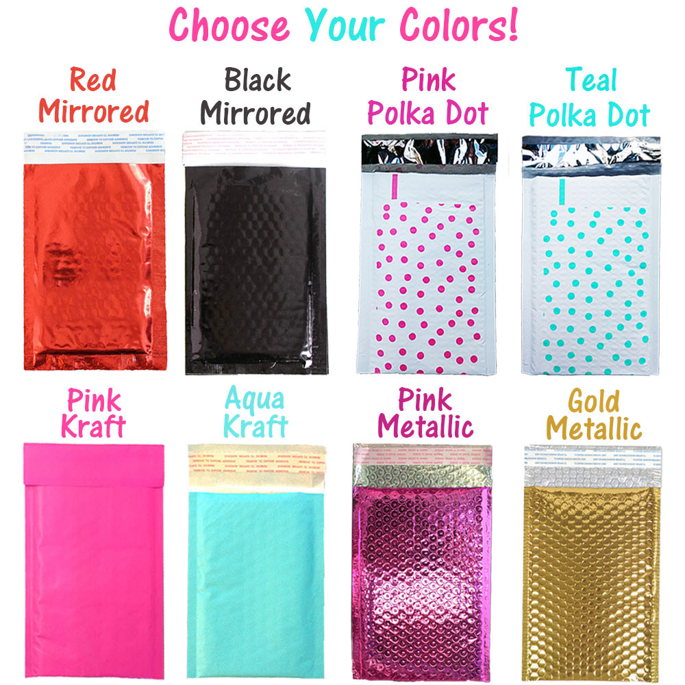 4×8″ CHOOSE! Pink,Teal, Gold, Poly Bubble Mailers, Padded Envelope Shipping NEW!