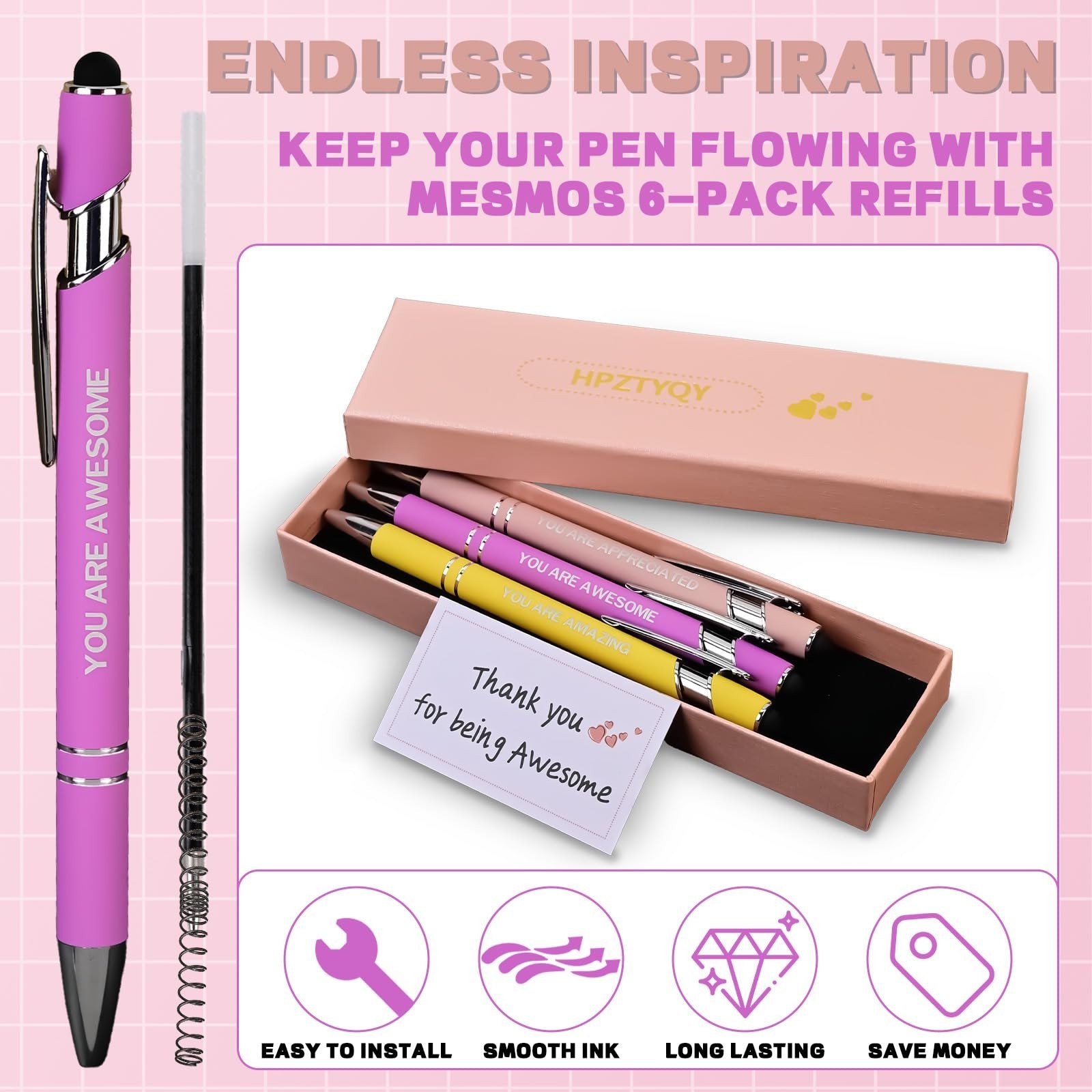 3Pcs Fancy Pens for Women, Employee Appreciation Gifts, Thank You & Appreciat…