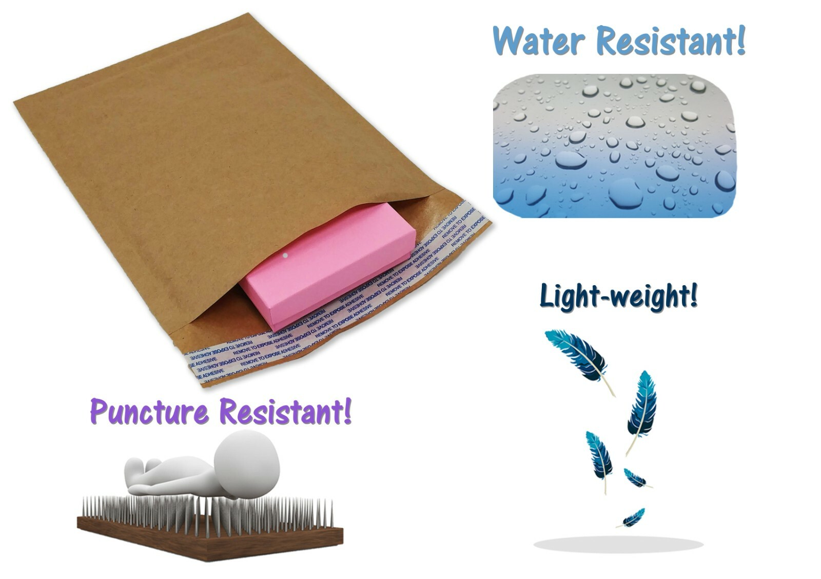 Brown Kraft 4×8, 6×10, 8×12 Padded Shipping Bubble Mailers Envelopes Combo Pack!